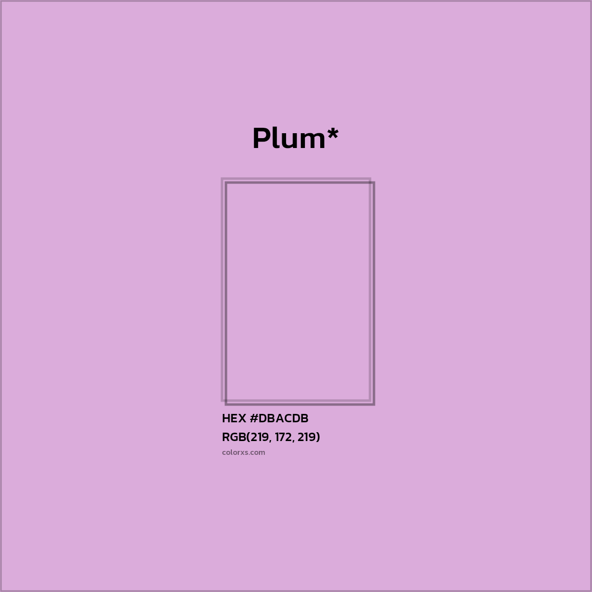 #DBACDB hex color. RGB, RYB, CMYK, HSL, HSV codes and color conversions. Matching color names, palettes, paints.