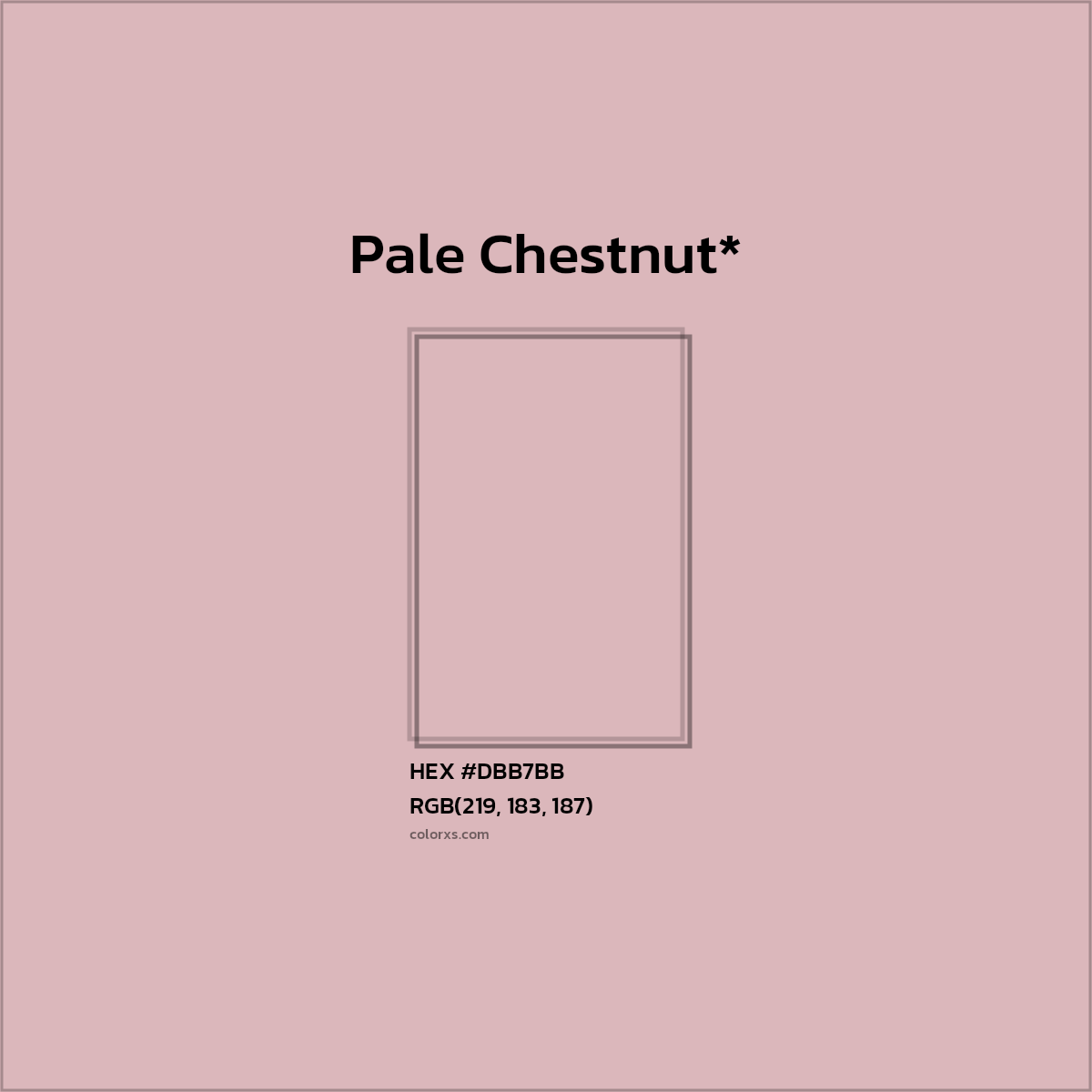 #DBB7BB hex color. RGB, RYB, CMYK, HSL, HSV codes and color conversions. Matching color names, palettes, paints.