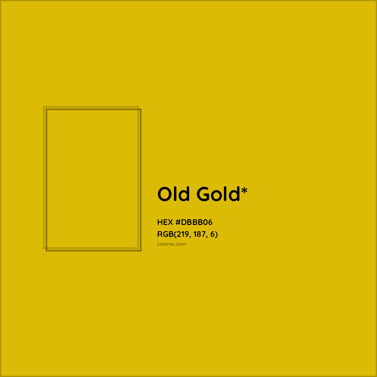 #DBBB06 hex color. RGB, RYB, CMYK, HSL, HSV codes and color conversions. Matching color names, palettes, paints.