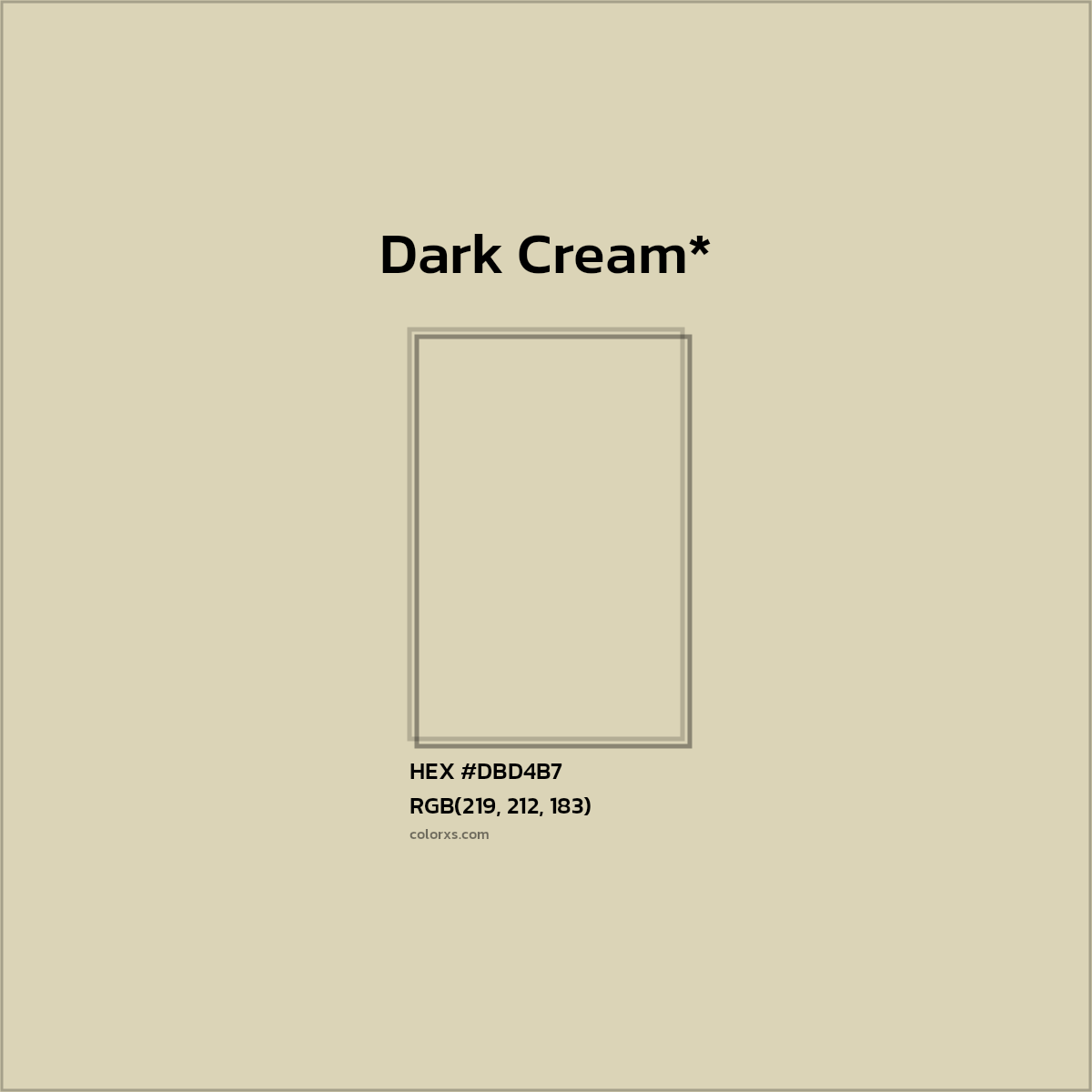 #DBD4B7 hex color. RGB, RYB, CMYK, HSL, HSV codes and color conversions. Matching color names, palettes, paints.