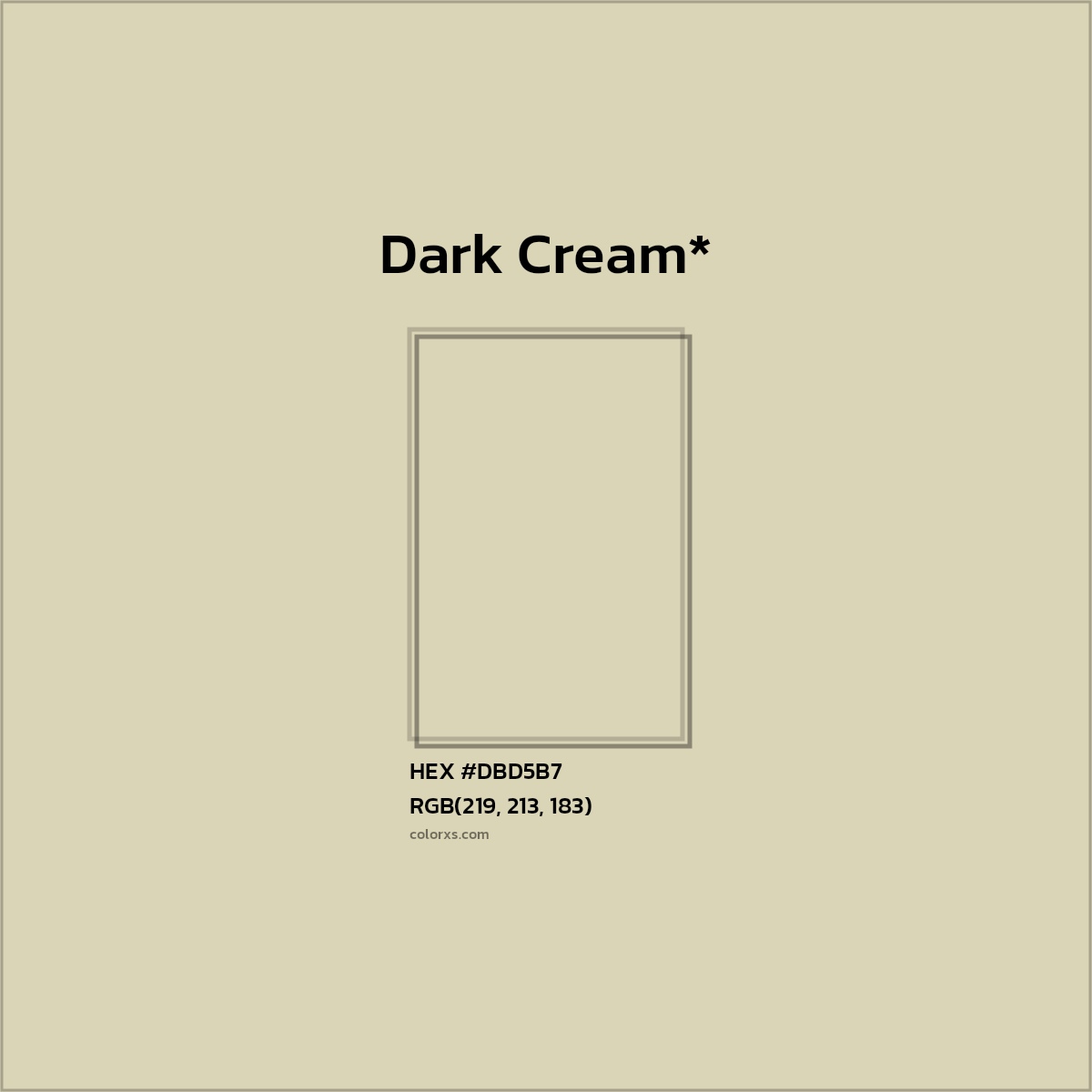 #DBD5B7 hex color. RGB, RYB, CMYK, HSL, HSV codes and color conversions. Matching color names, palettes, paints.