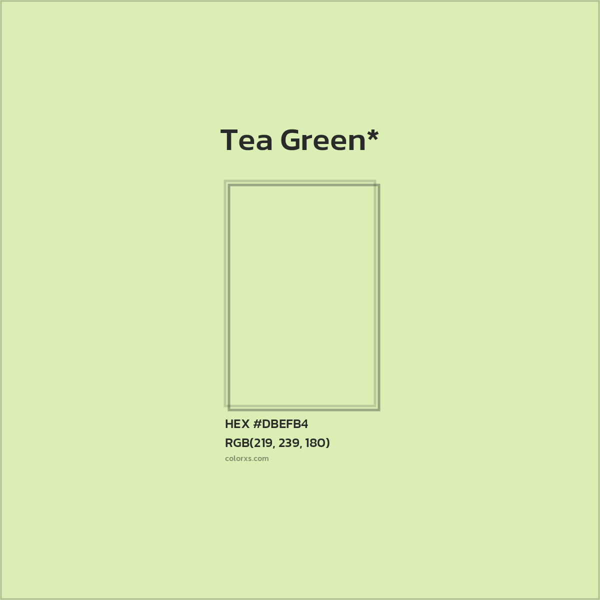 #DBEFB4 hex color. RGB, RYB, CMYK, HSL, HSV codes and color conversions. Matching color names, palettes, paints.