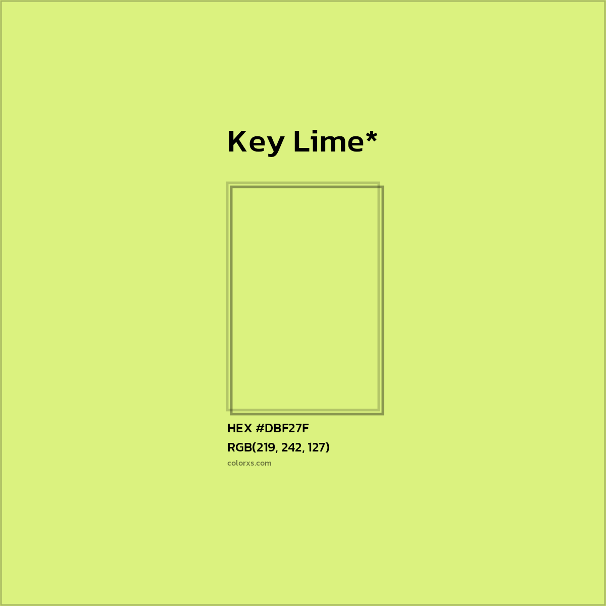 #DBF27F hex color. RGB, RYB, CMYK, HSL, HSV codes and color conversions. Matching color names, palettes, paints.