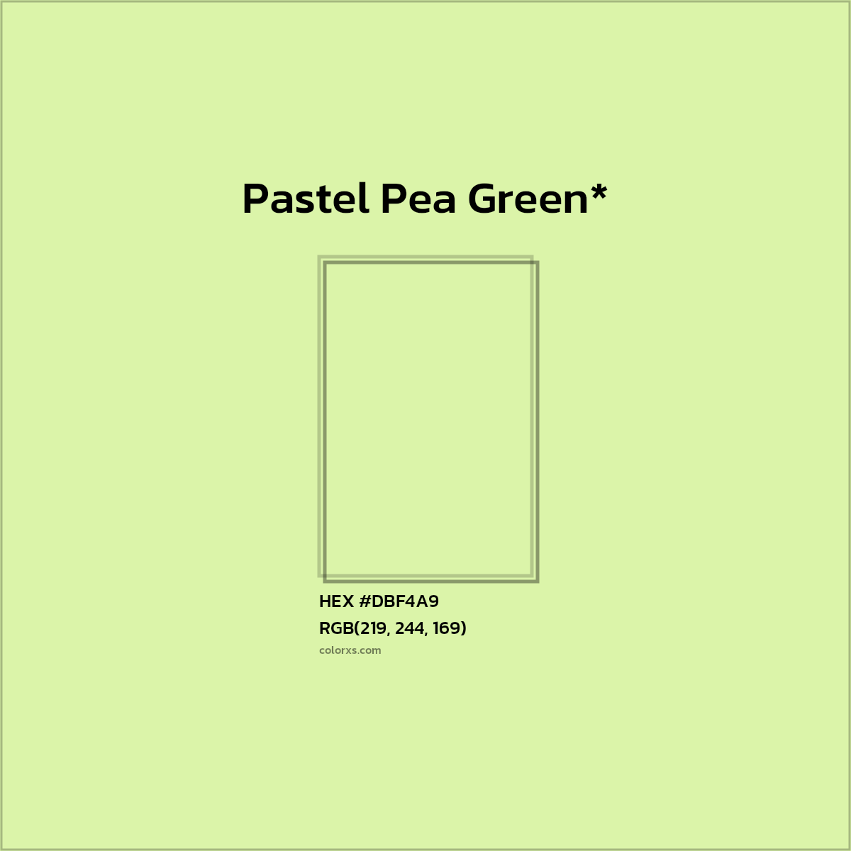 #DBF4A9 hex color. RGB, RYB, CMYK, HSL, HSV codes and color conversions. Matching color names, palettes, paints.