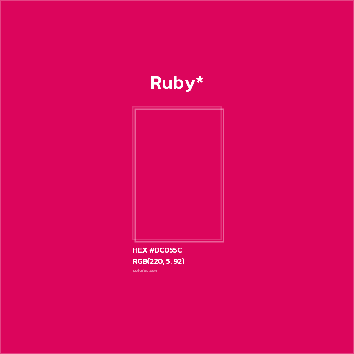 #DC055C hex color. RGB, RYB, CMYK, HSL, HSV codes and color conversions. Matching color names, palettes, paints.