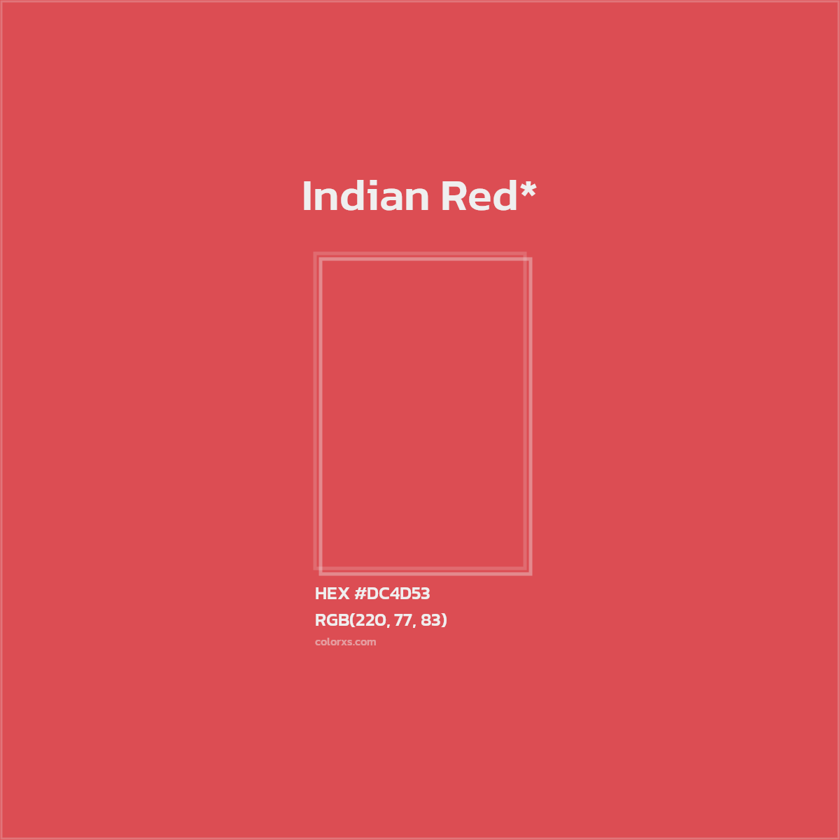 #DC4D53 hex color. RGB, RYB, CMYK, HSL, HSV codes and color conversions. Matching color names, palettes, paints.