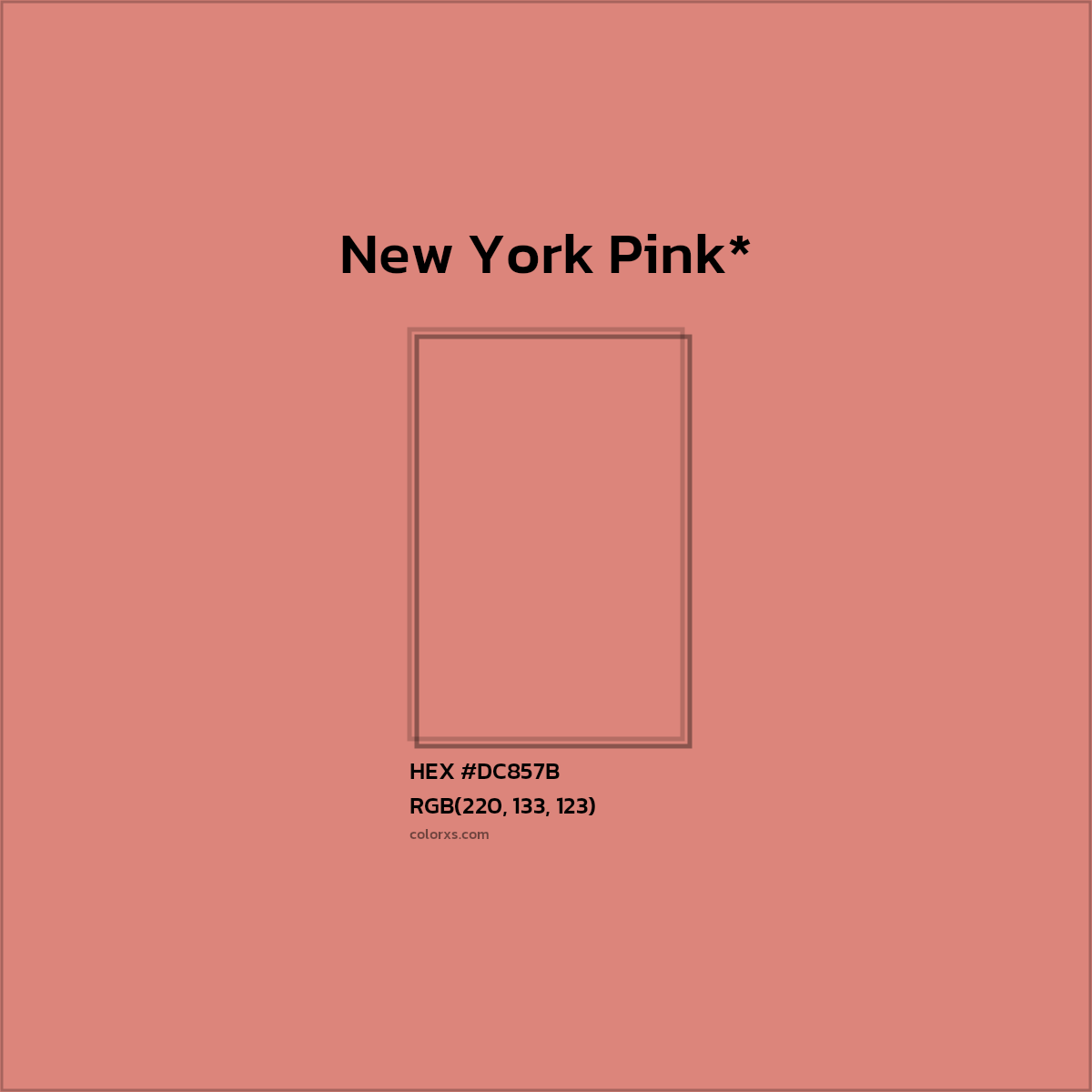 #DC857B hex color. RGB, RYB, CMYK, HSL, HSV codes and color conversions. Matching color names, palettes, paints.