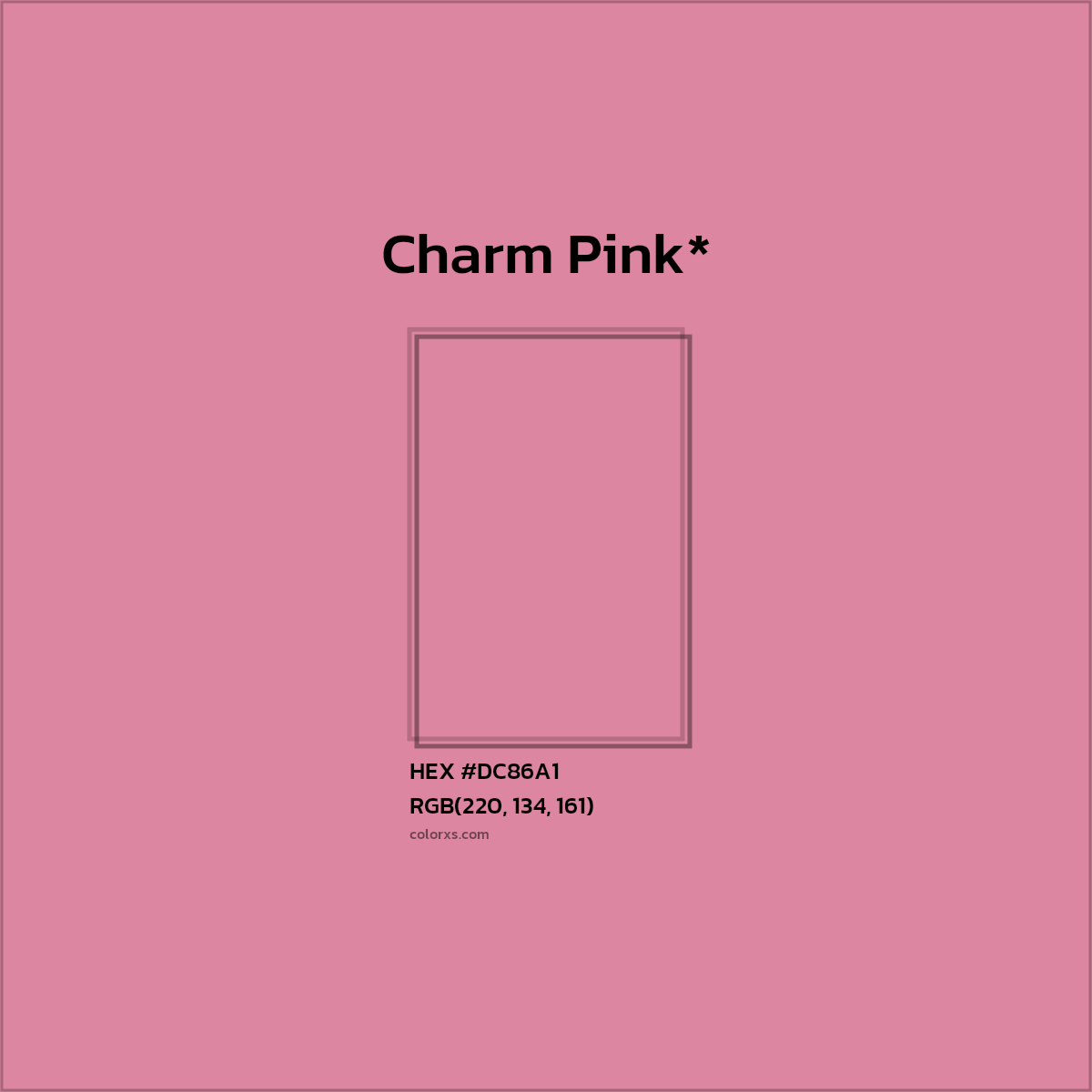 #DC86A1 hex color. RGB, RYB, CMYK, HSL, HSV codes and color conversions. Matching color names, palettes, paints.