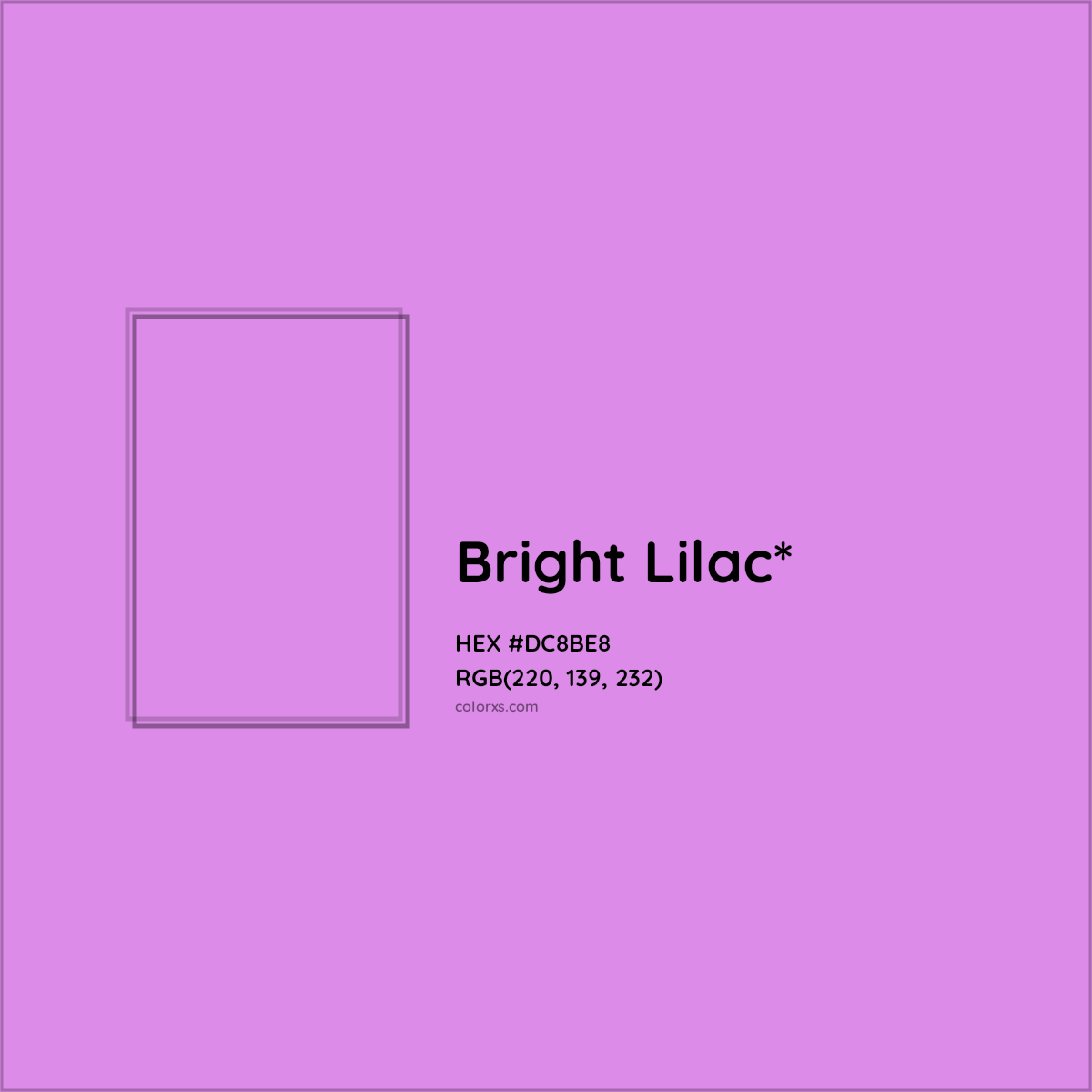 #DC8BE8 hex color. RGB, RYB, CMYK, HSL, HSV codes and color conversions. Matching color names, palettes, paints.