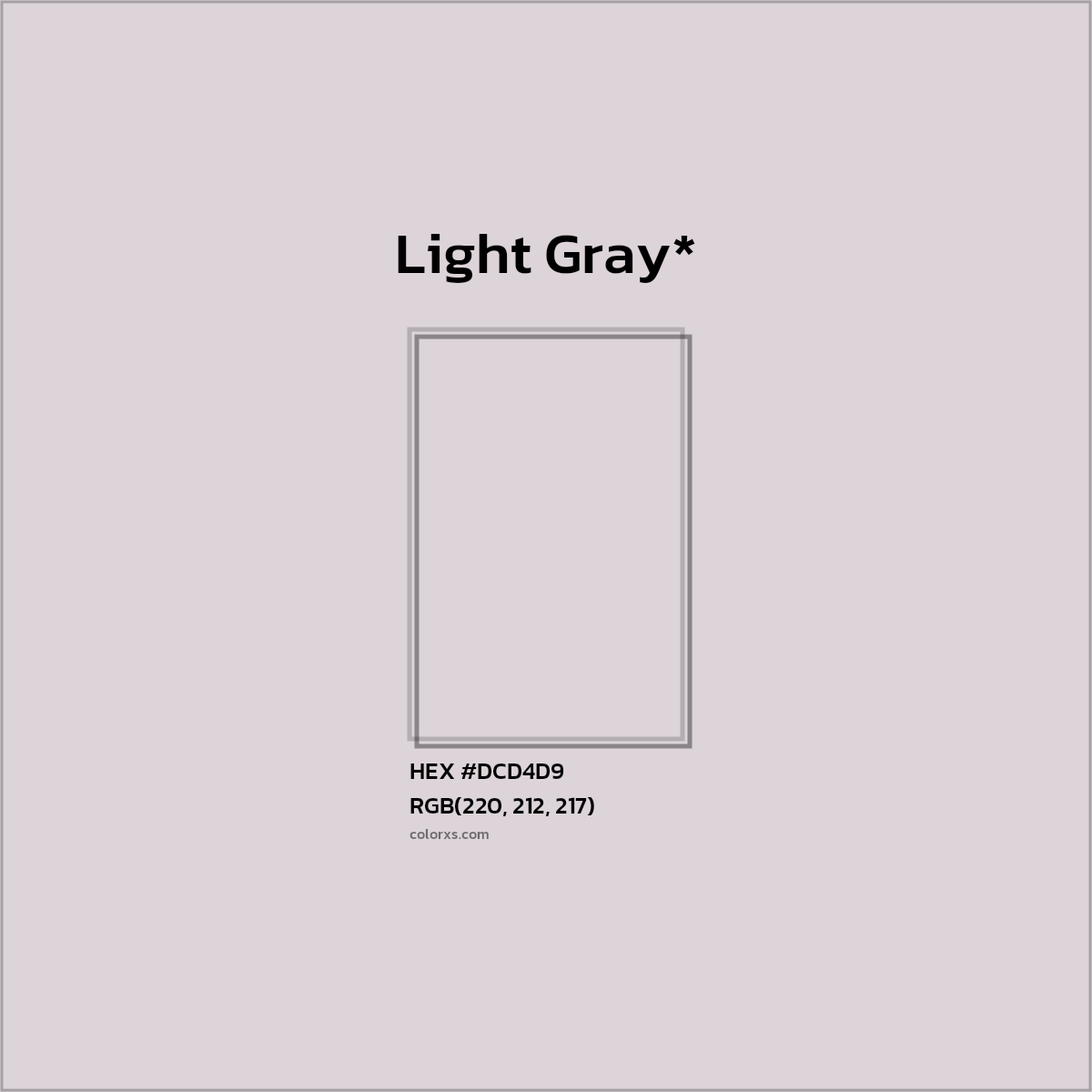 #DCD4D9 hex color. RGB, RYB, CMYK, HSL, HSV codes and color conversions. Matching color names, palettes, paints.