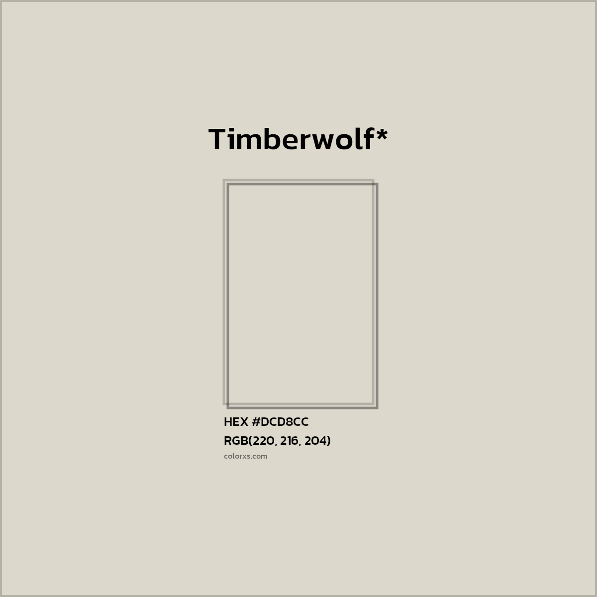 #DCD8CC hex color. RGB, RYB, CMYK, HSL, HSV codes and color conversions. Matching color names, palettes, paints.