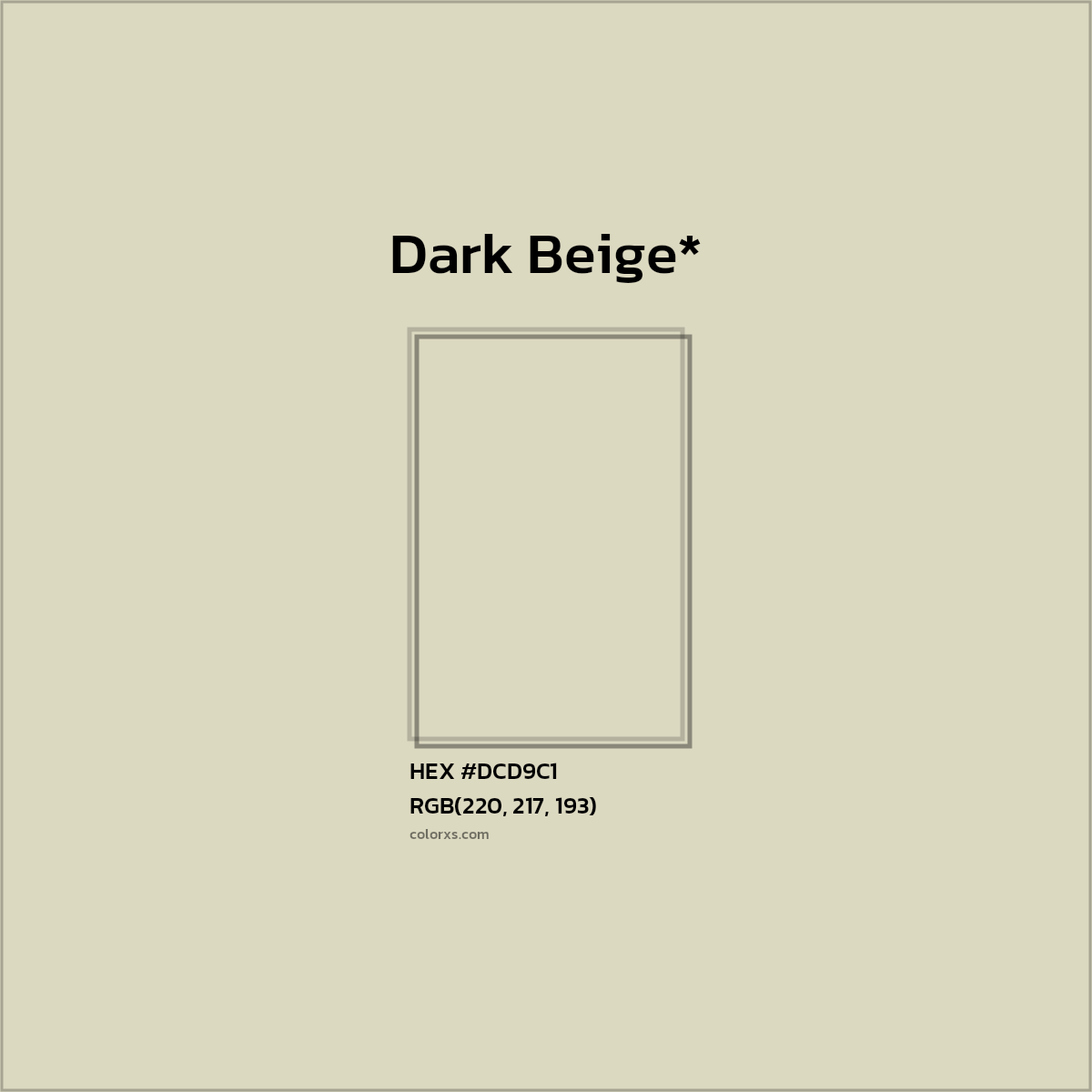 #DCD9C1 hex color. RGB, RYB, CMYK, HSL, HSV codes and color conversions. Matching color names, palettes, paints.