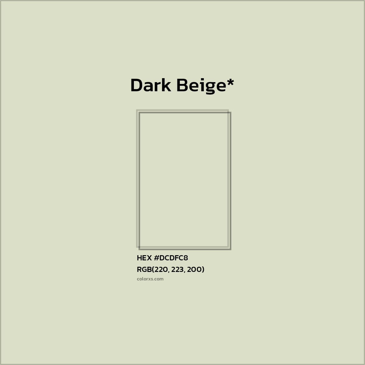 #DCDFC8 hex color. RGB, RYB, CMYK, HSL, HSV codes and color conversions. Matching color names, palettes, paints.