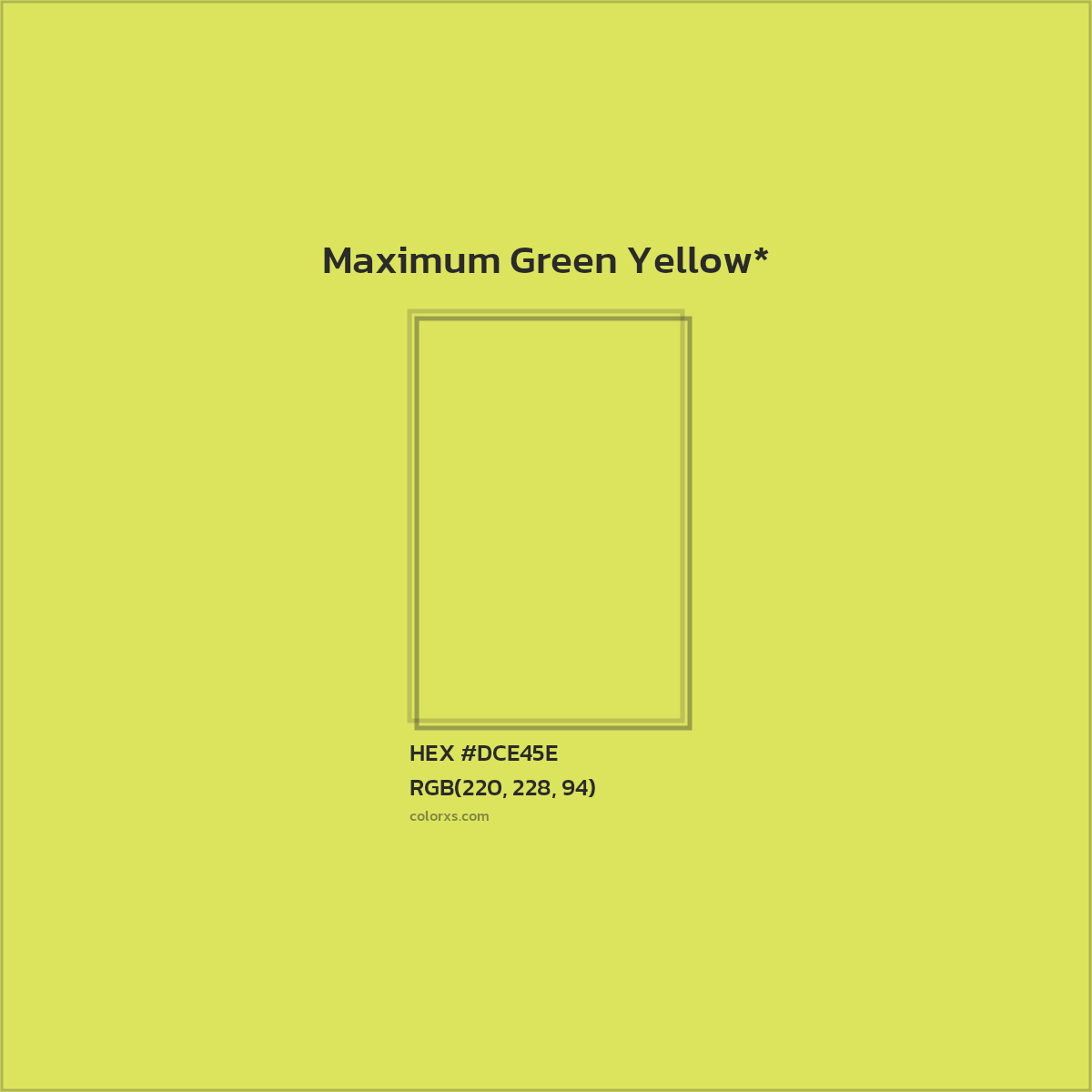 #DCE45E hex color. RGB, RYB, CMYK, HSL, HSV codes and color conversions. Matching color names, palettes, paints.