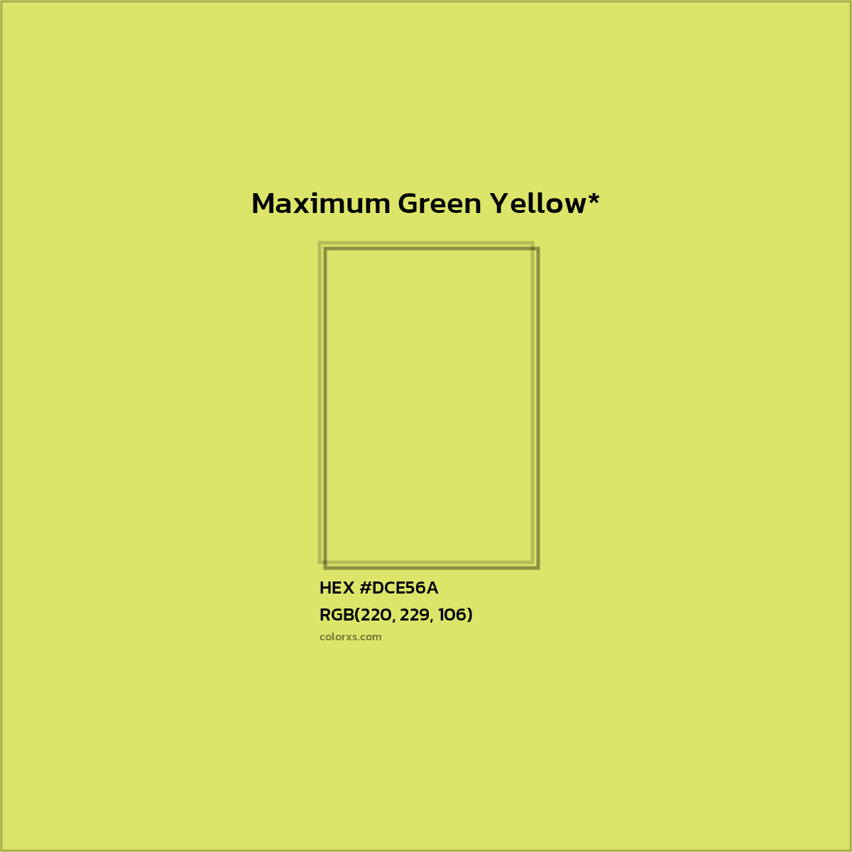 #DCE56A hex color. RGB, RYB, CMYK, HSL, HSV codes and color conversions. Matching color names, palettes, paints.