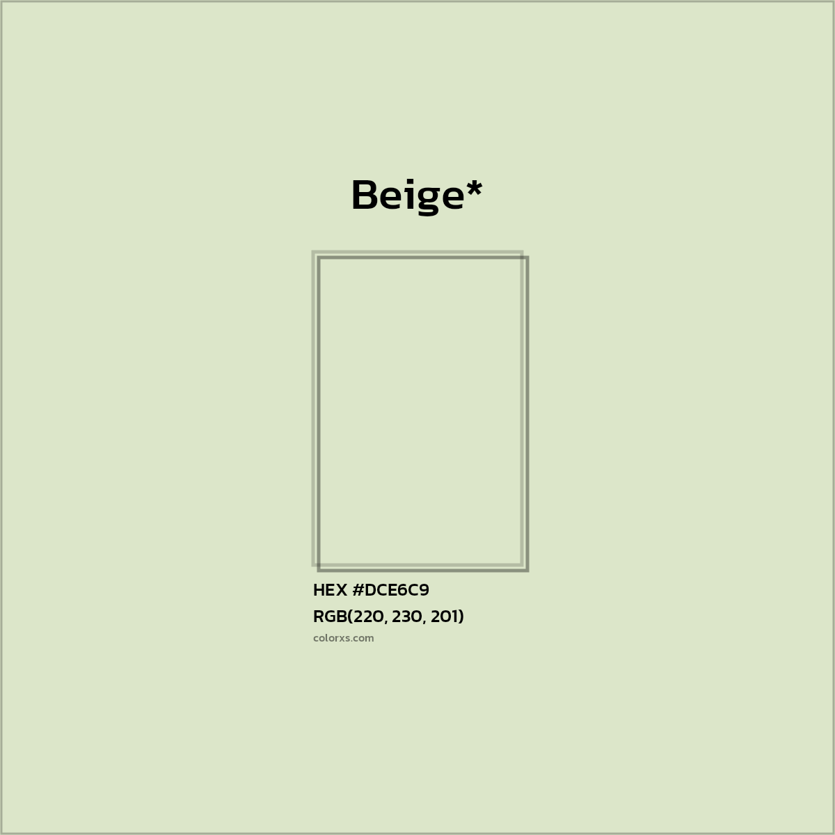 #DCE6C9 hex color. RGB, RYB, CMYK, HSL, HSV codes and color conversions. Matching color names, palettes, paints.