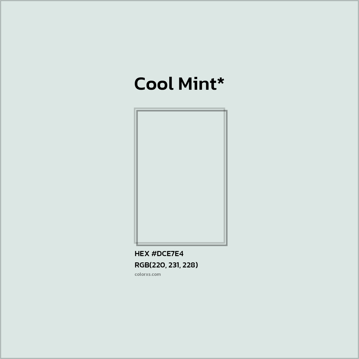 #DCE7E4 hex color. RGB, RYB, CMYK, HSL, HSV codes and color conversions. Matching color names, palettes, paints.