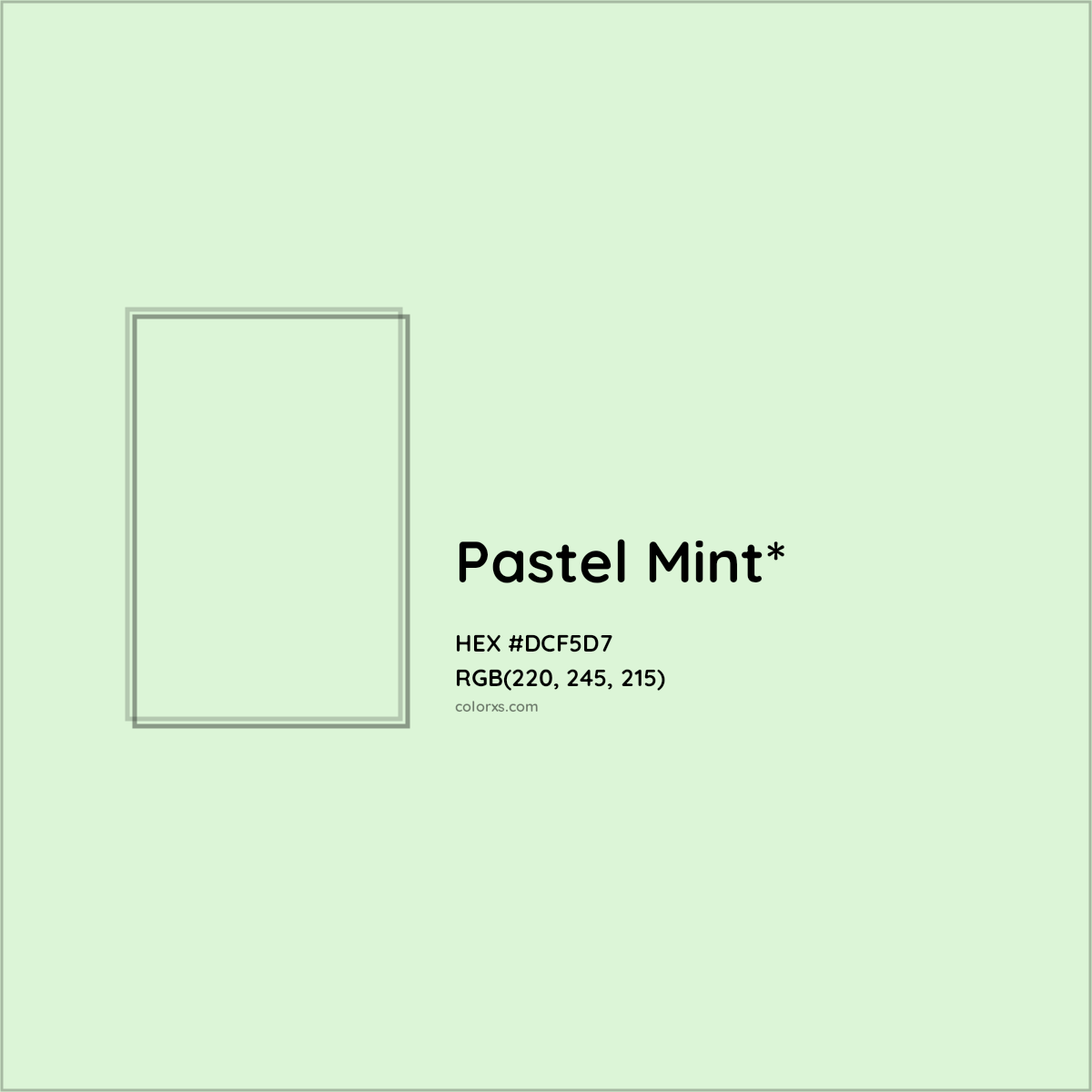 #DCF5D7 hex color. RGB, RYB, CMYK, HSL, HSV codes and color conversions. Matching color names, palettes, paints.