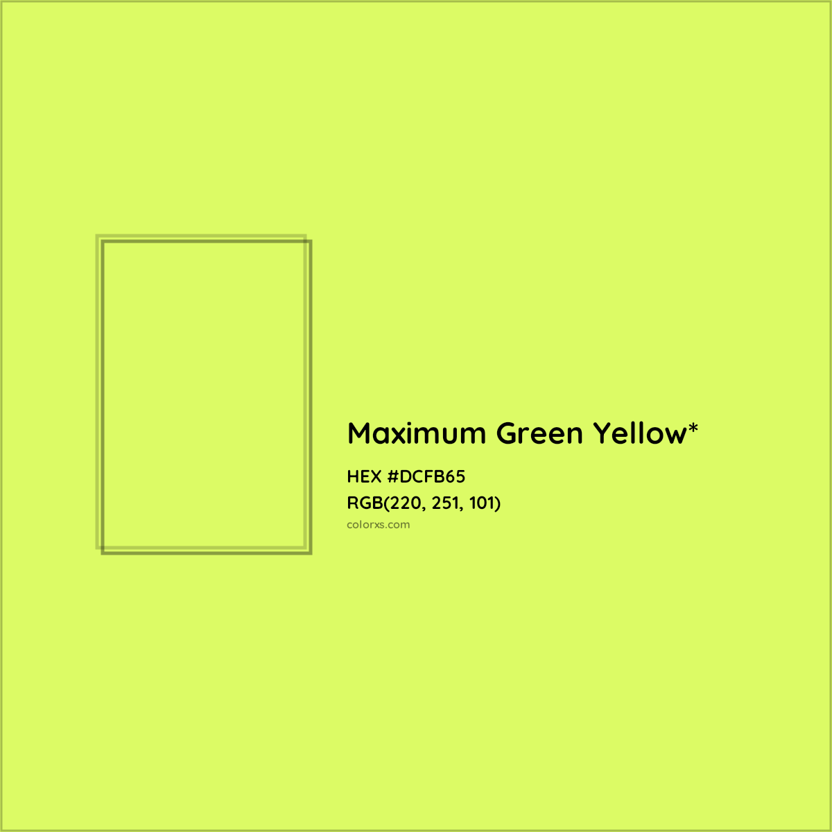 #DCFB65 hex color. RGB, RYB, CMYK, HSL, HSV codes and color conversions. Matching color names, palettes, paints.