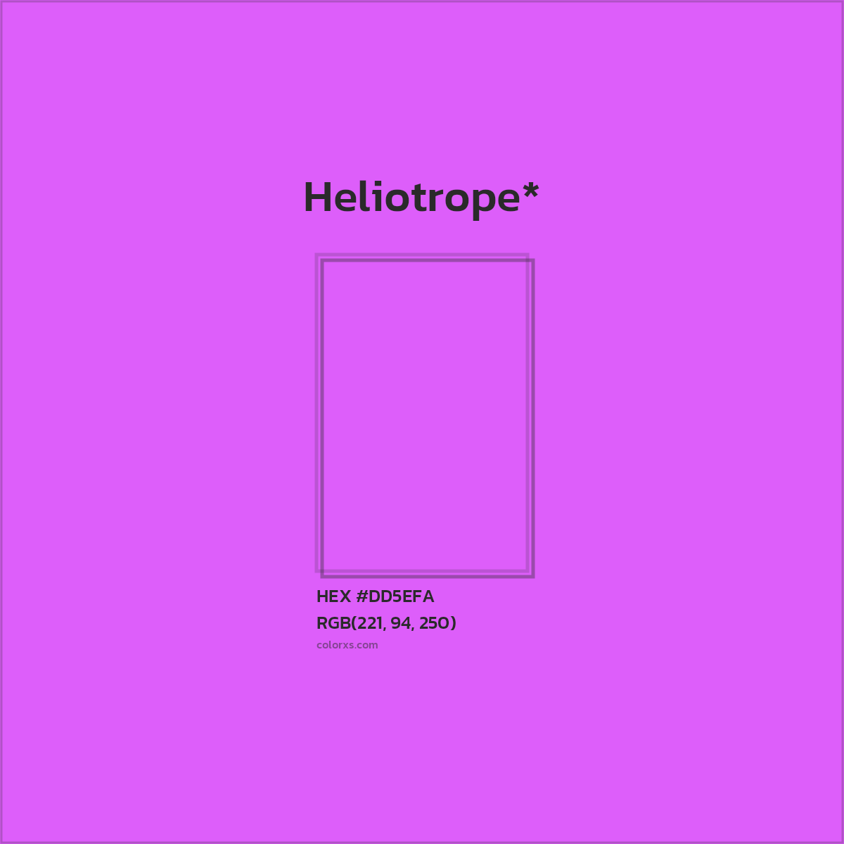 #DD5EFA hex color. RGB, RYB, CMYK, HSL, HSV codes and color conversions. Matching color names, palettes, paints.