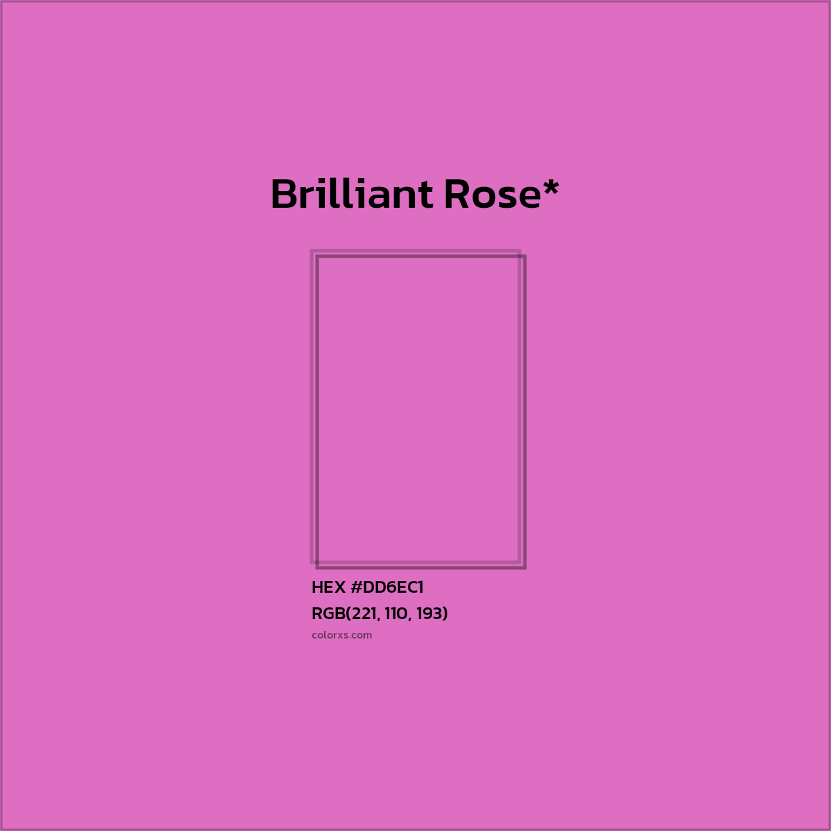 #DD6EC1 hex color. RGB, RYB, CMYK, HSL, HSV codes and color conversions. Matching color names, palettes, paints.
