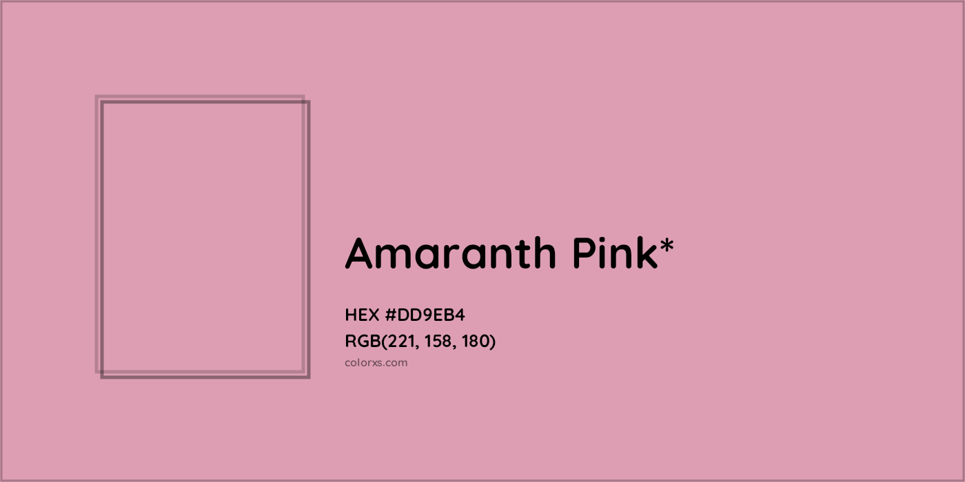 #DD9EB4 hex color. RGB, RYB, CMYK, HSL, HSV codes and color conversions. Matching color names, palettes, paints.