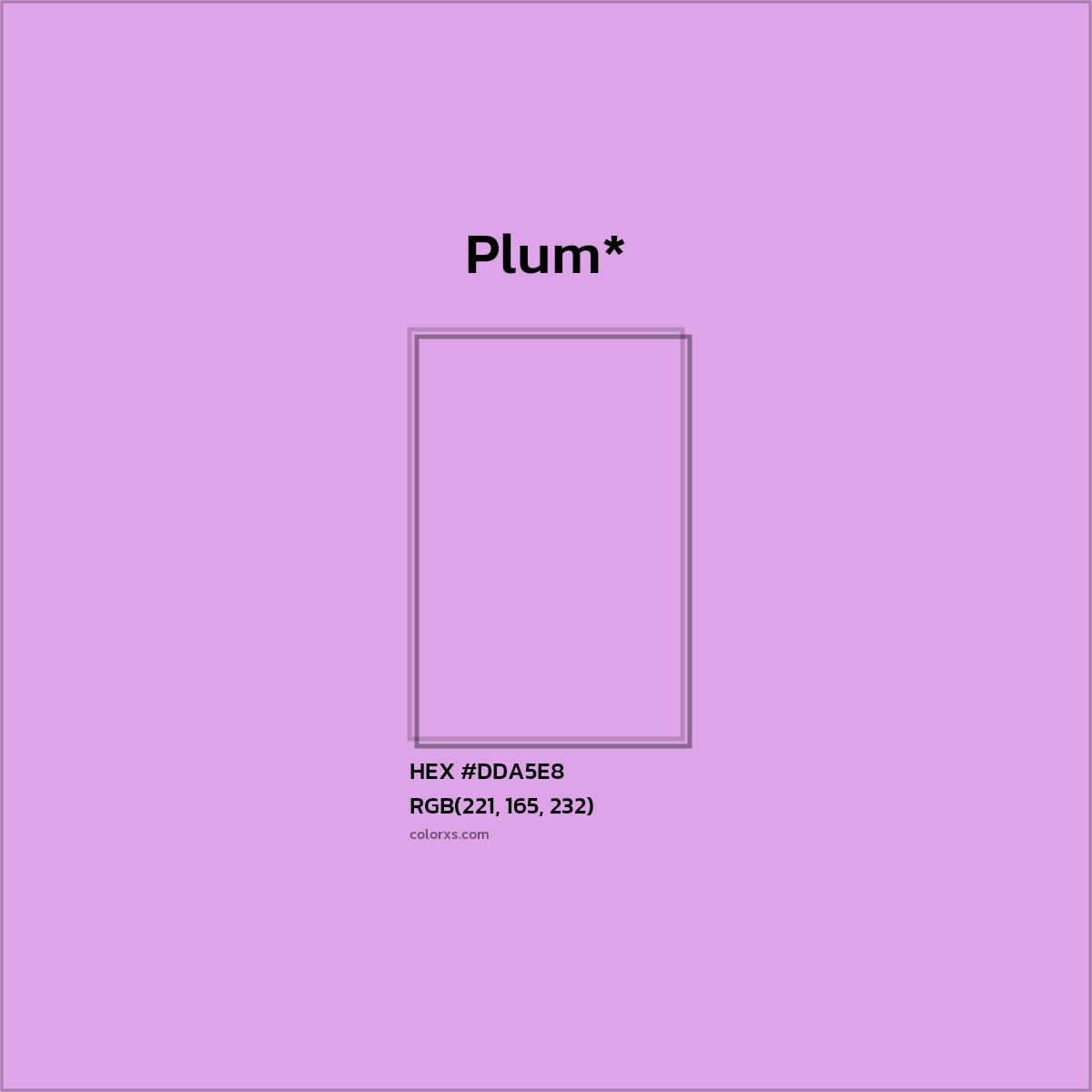 #DDA5E8 hex color. RGB, RYB, CMYK, HSL, HSV codes and color conversions. Matching color names, palettes, paints.