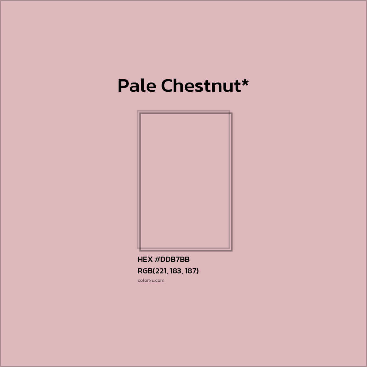 #DDB7BB hex color. RGB, RYB, CMYK, HSL, HSV codes and color conversions. Matching color names, palettes, paints.