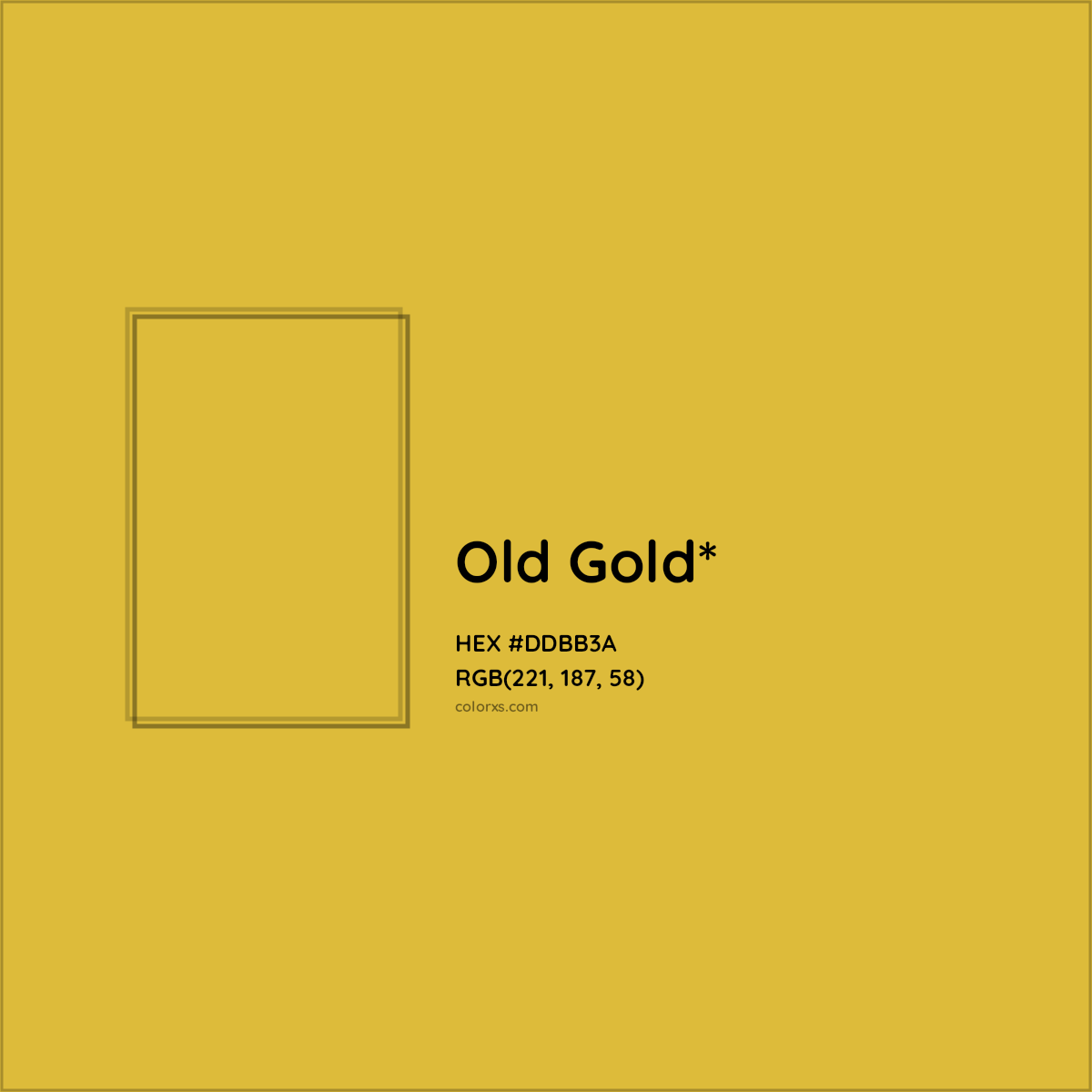 #DDBB3A hex color. RGB, RYB, CMYK, HSL, HSV codes and color conversions. Matching color names, palettes, paints.