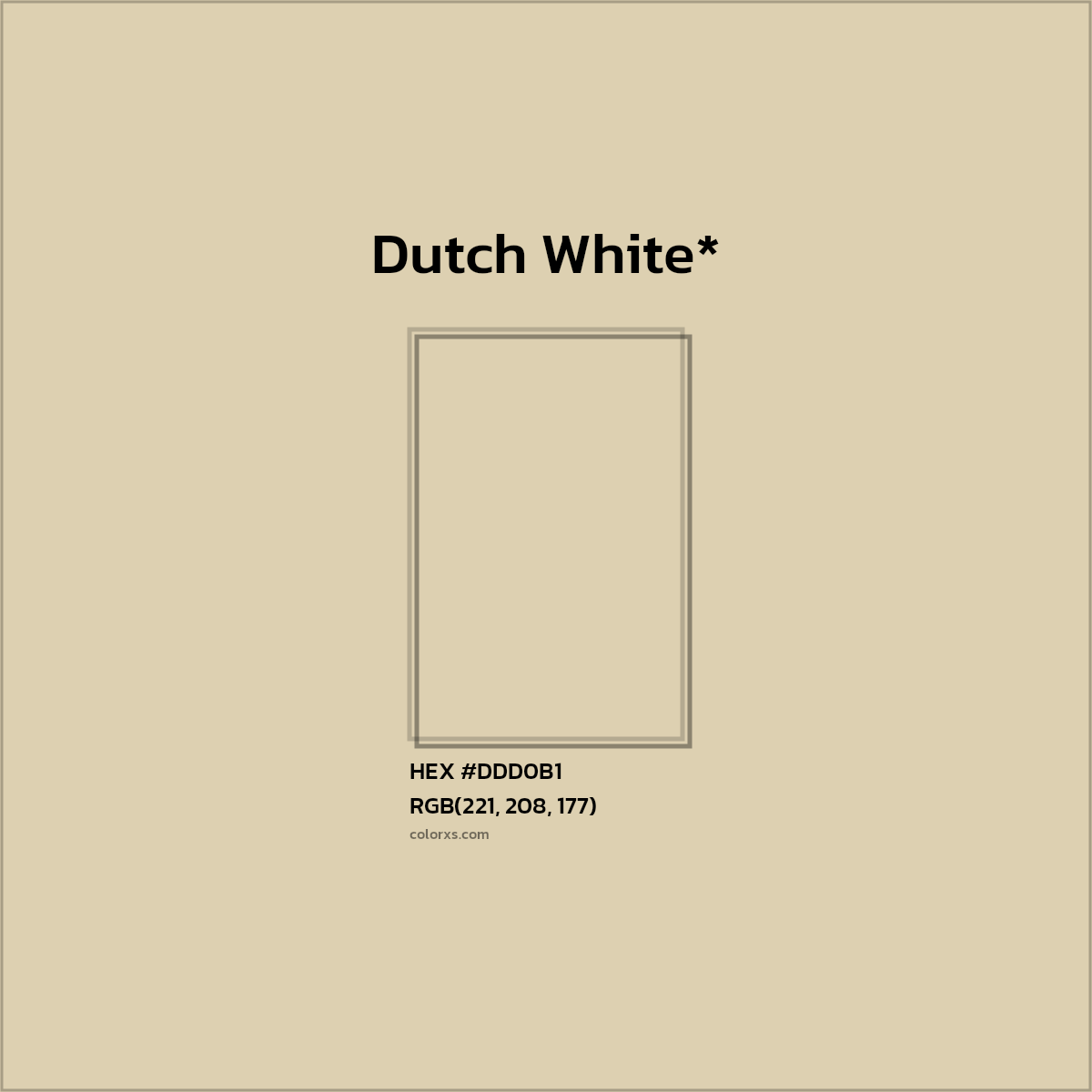 #DDD0B1 hex color. RGB, RYB, CMYK, HSL, HSV codes and color conversions. Matching color names, palettes, paints.