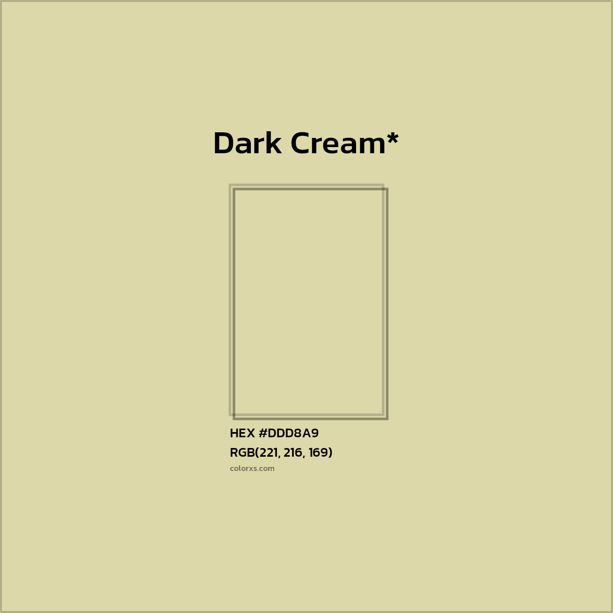 #DDD8A9 hex color. RGB, RYB, CMYK, HSL, HSV codes and color conversions. Matching color names, palettes, paints.
