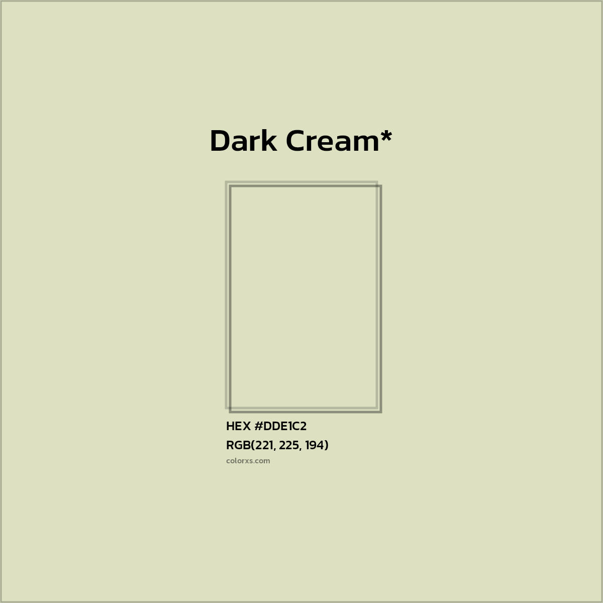 #DDE1C2 hex color. RGB, RYB, CMYK, HSL, HSV codes and color conversions. Matching color names, palettes, paints.