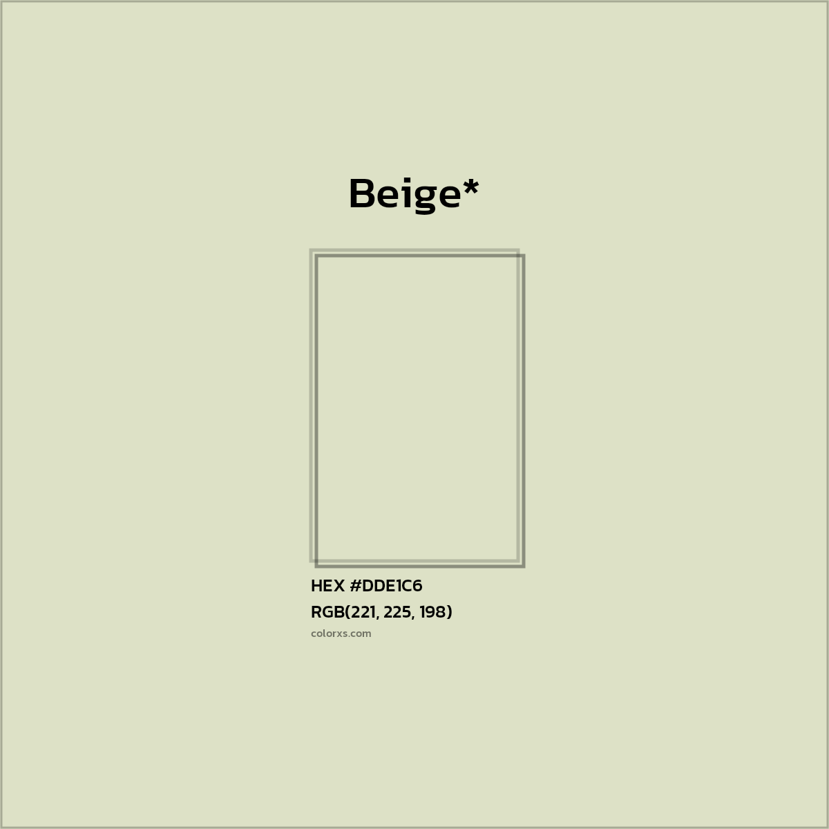 #DDE1C6 hex color. RGB, RYB, CMYK, HSL, HSV codes and color conversions. Matching color names, palettes, paints.