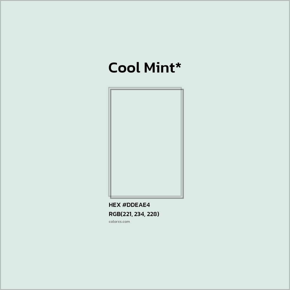 #DDEAE4 hex color. RGB, RYB, CMYK, HSL, HSV codes and color conversions. Matching color names, palettes, paints.