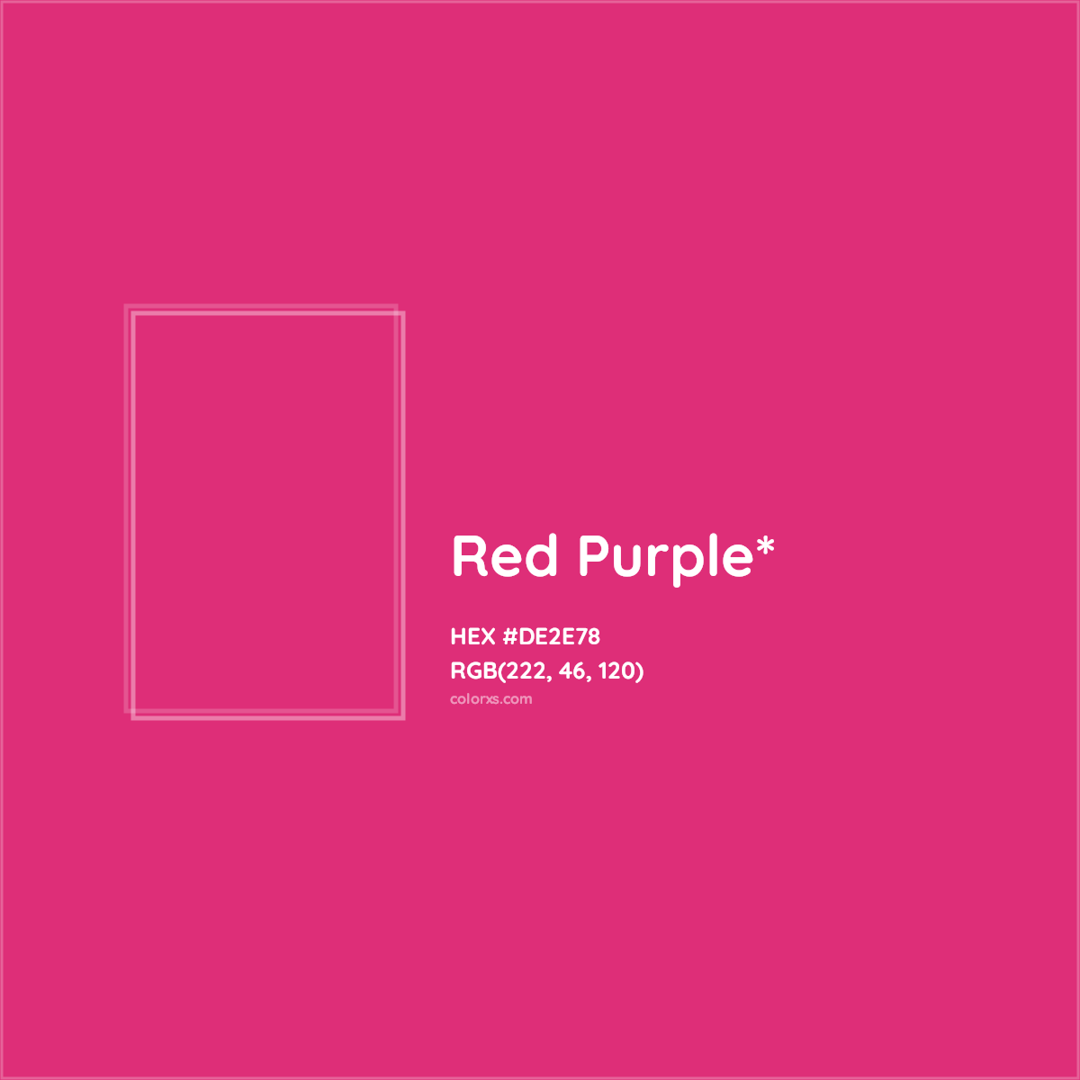 #DE2E78 hex color. RGB, RYB, CMYK, HSL, HSV codes and color conversions. Matching color names, palettes, paints.
