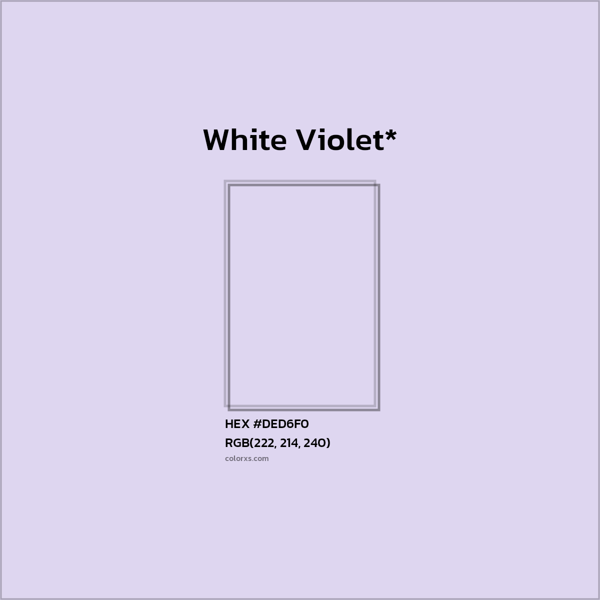 #DED6F0 hex color. RGB, RYB, CMYK, HSL, HSV codes and color conversions. Matching color names, palettes, paints.