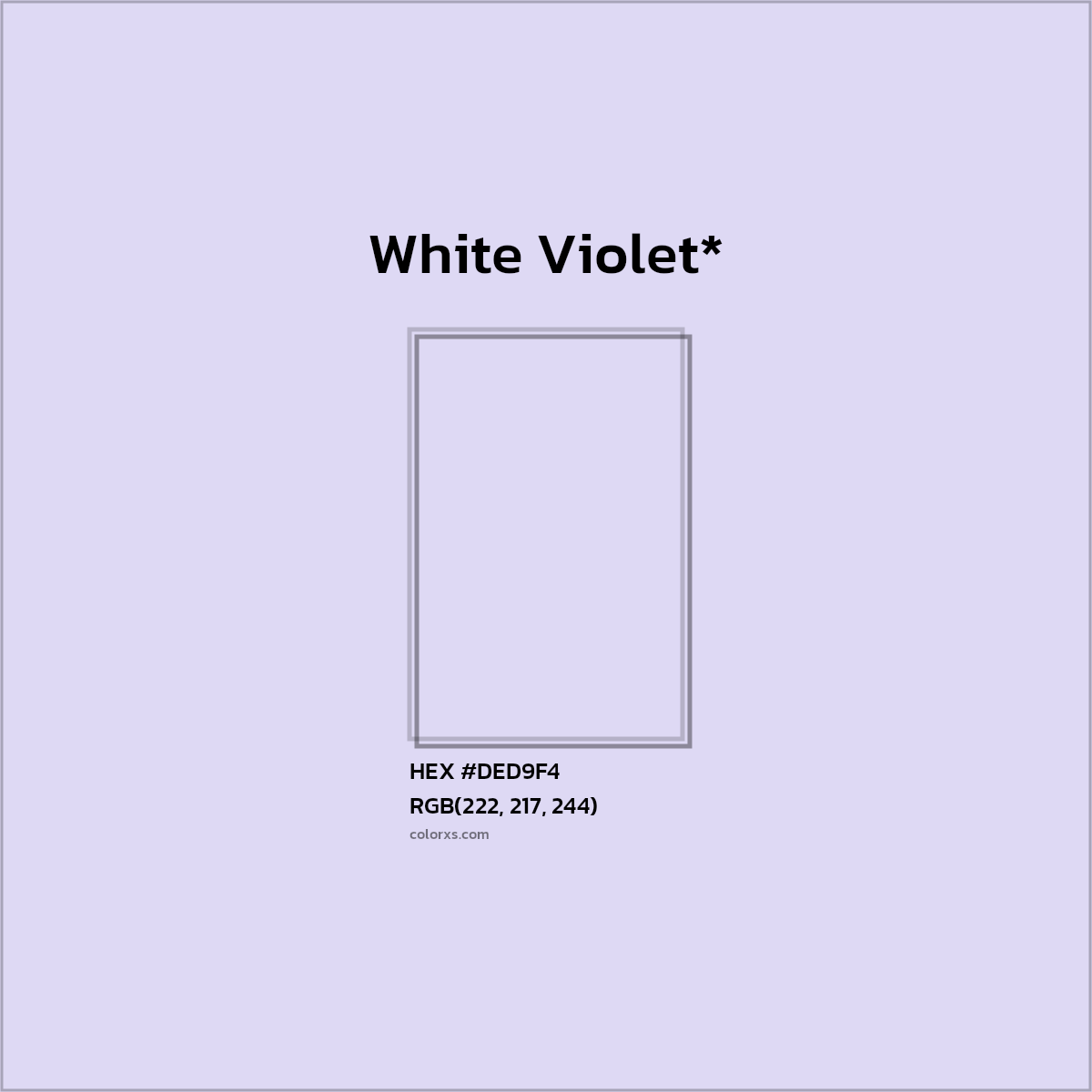 #DED9F4 hex color. RGB, RYB, CMYK, HSL, HSV codes and color conversions. Matching color names, palettes, paints.
