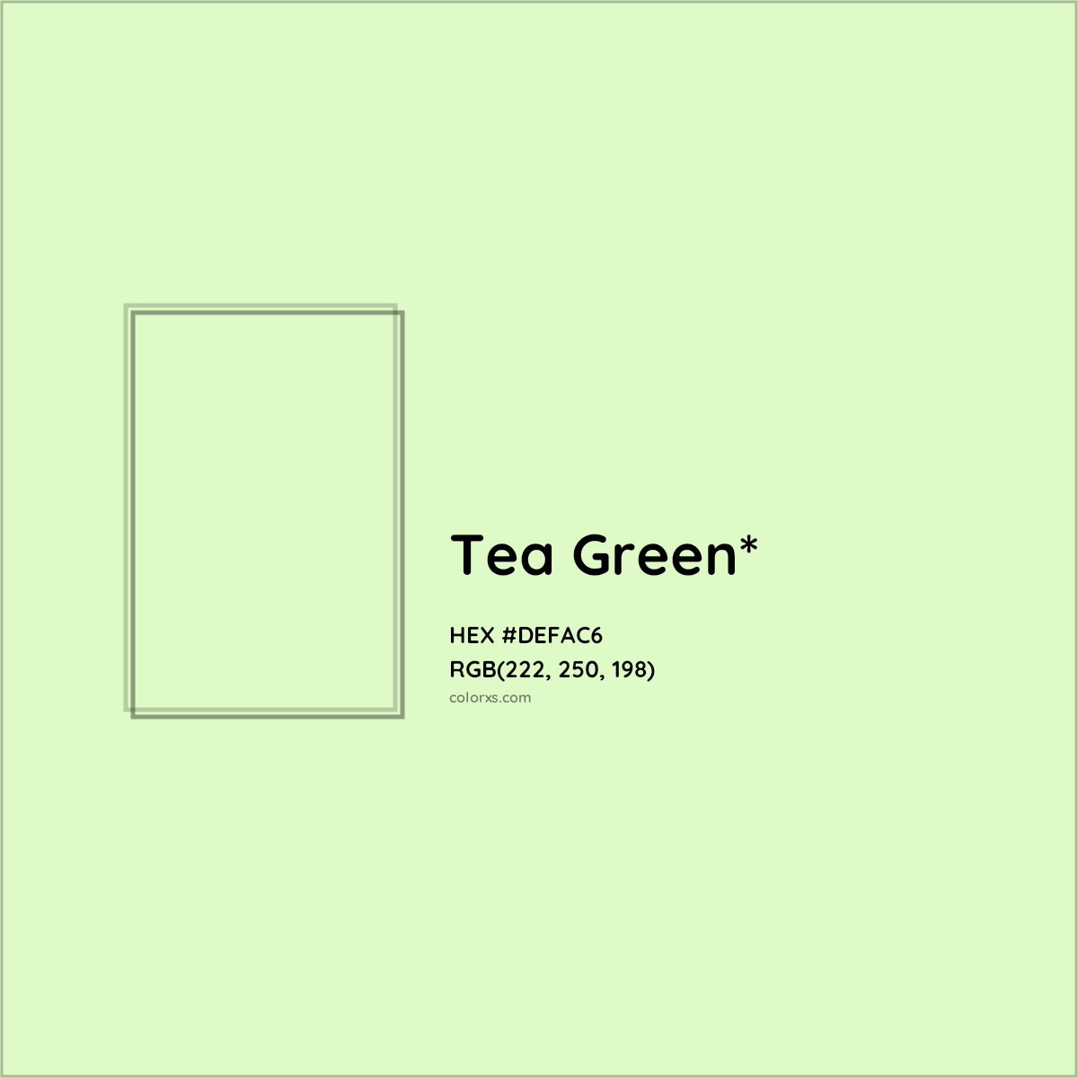 #DEFAC6 hex color. RGB, RYB, CMYK, HSL, HSV codes and color conversions. Matching color names, palettes, paints.