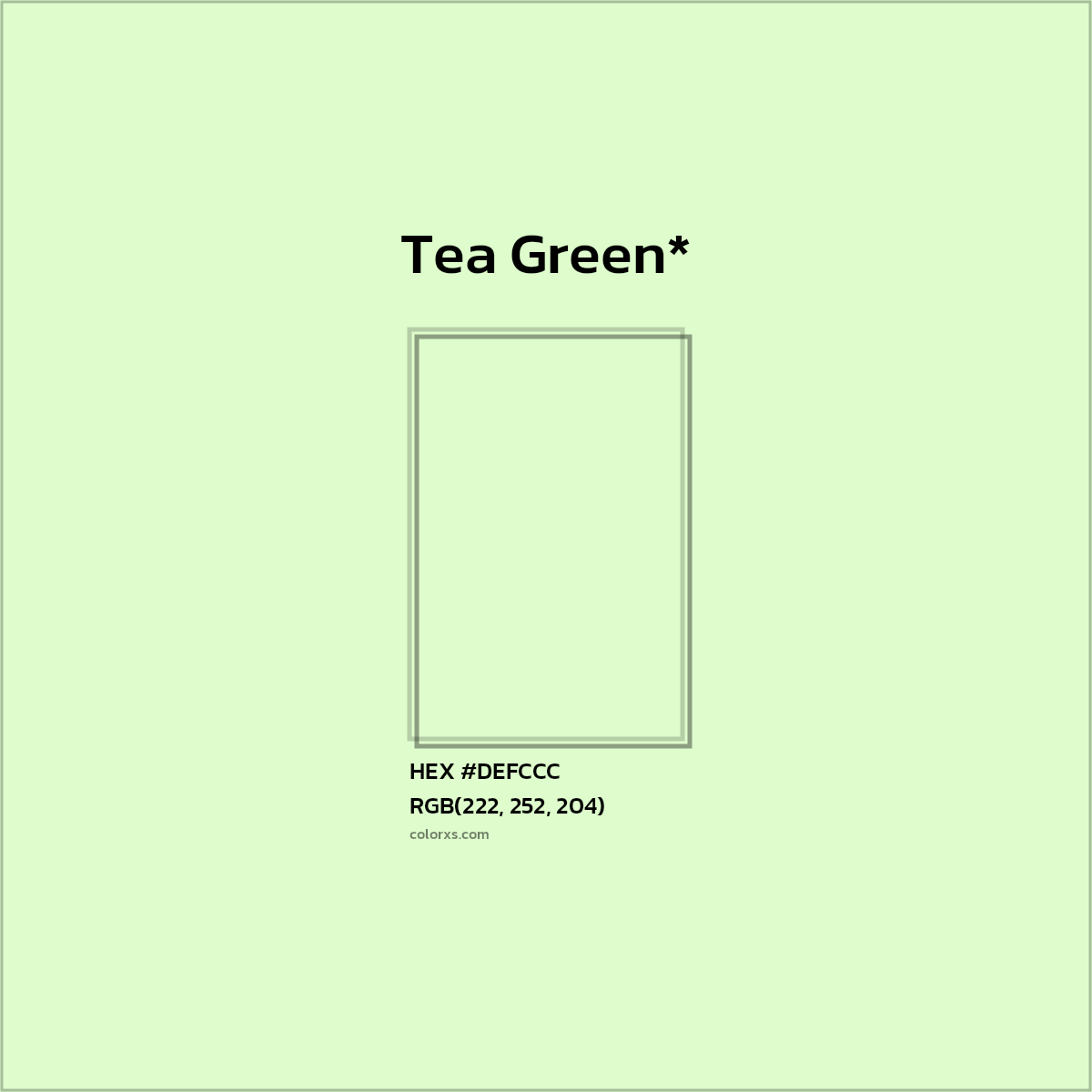 #DEFCCC hex color. RGB, RYB, CMYK, HSL, HSV codes and color conversions. Matching color names, palettes, paints.