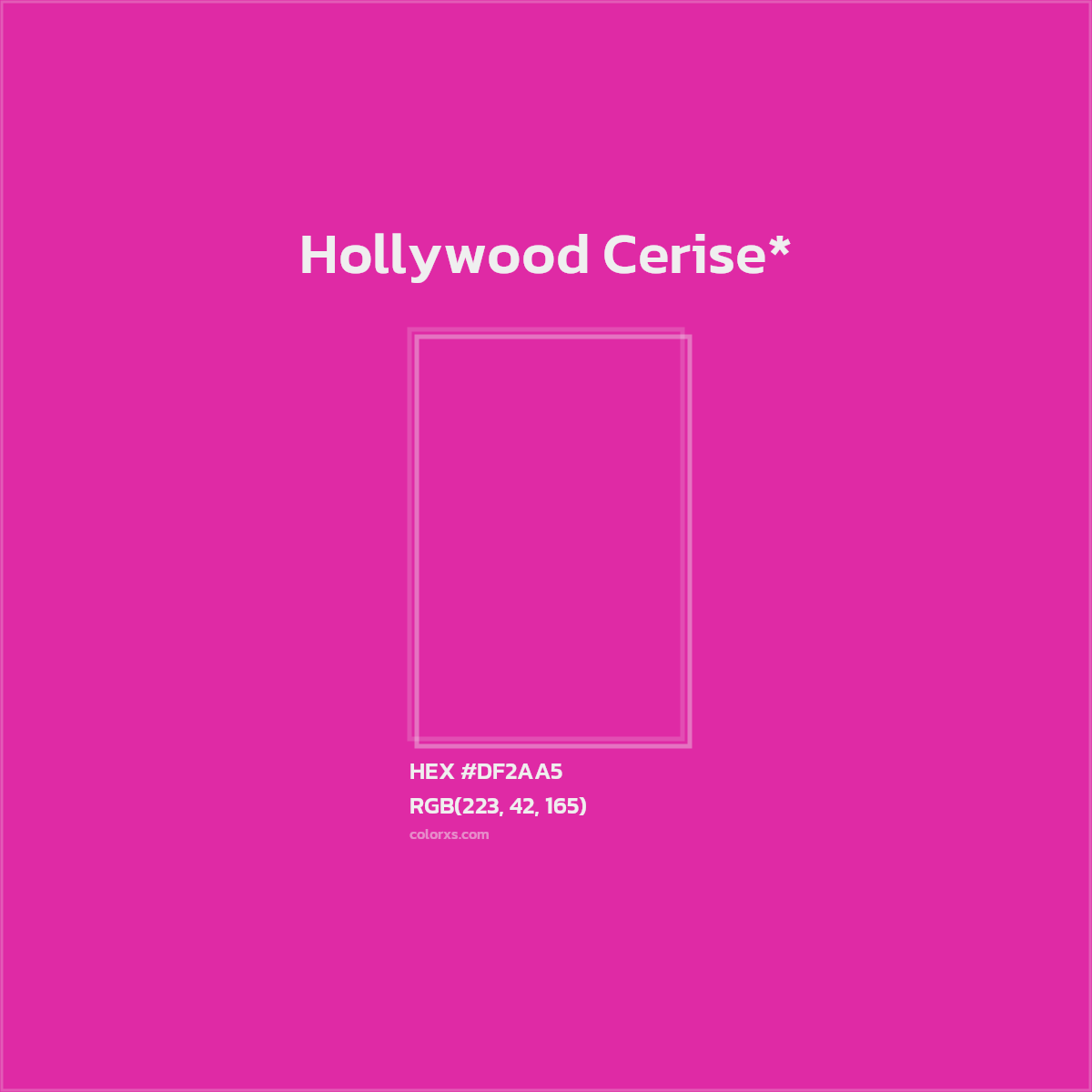 #DF2AA5 hex color. RGB, RYB, CMYK, HSL, HSV codes and color conversions. Matching color names, palettes, paints.