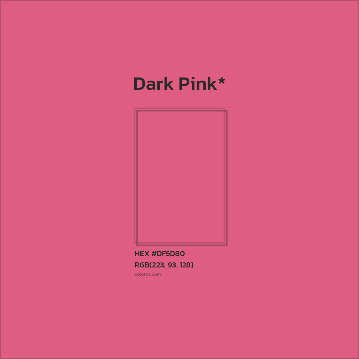 #DF5D80 hex color. RGB, RYB, CMYK, HSL, HSV codes and color conversions. Matching color names, palettes, paints.