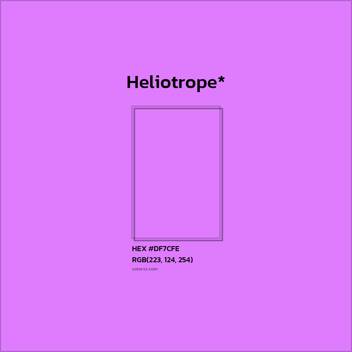 #DF7CFE hex color. RGB, RYB, CMYK, HSL, HSV codes and color conversions. Matching color names, palettes, paints.