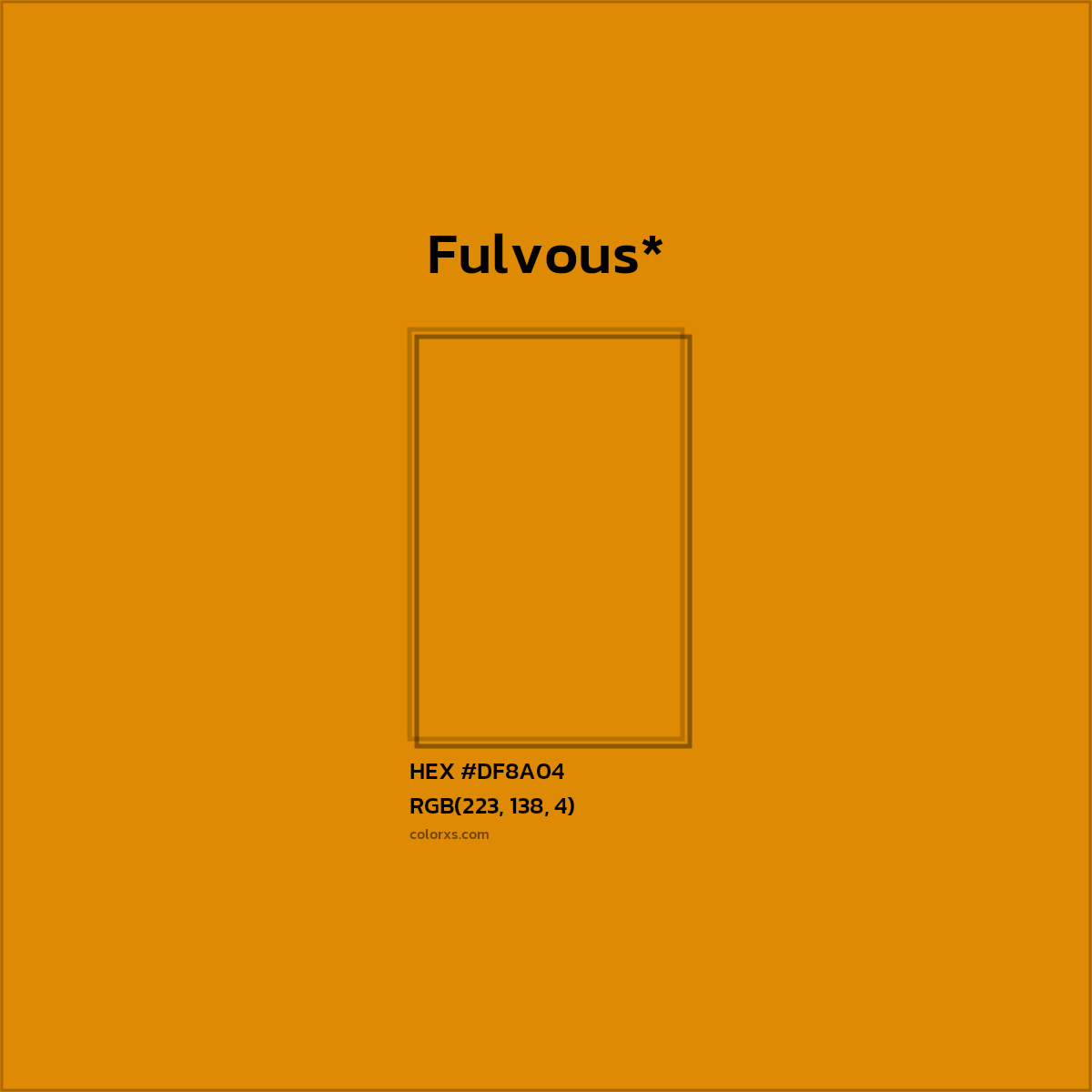#DF8A04 hex color. RGB, RYB, CMYK, HSL, HSV codes and color conversions. Matching color names, palettes, paints.