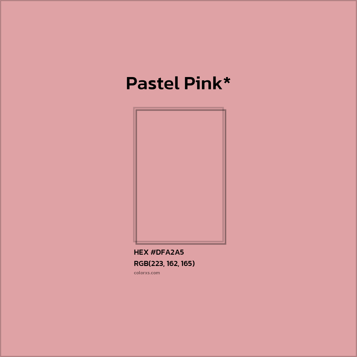 #DFA2A5 hex color. RGB, RYB, CMYK, HSL, HSV codes and color conversions. Matching color names, palettes, paints.