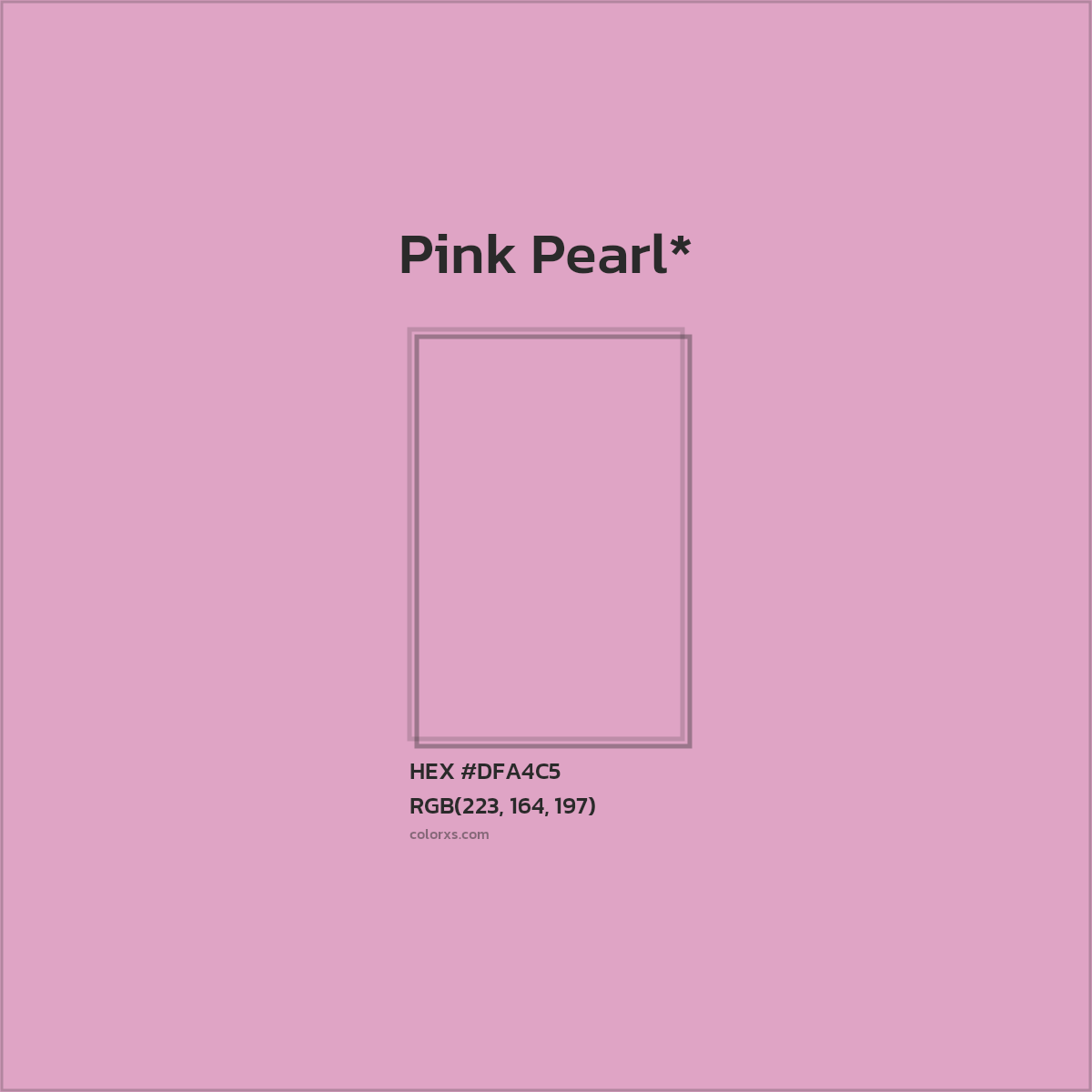 #DFA4C5 hex color. RGB, RYB, CMYK, HSL, HSV codes and color conversions. Matching color names, palettes, paints.