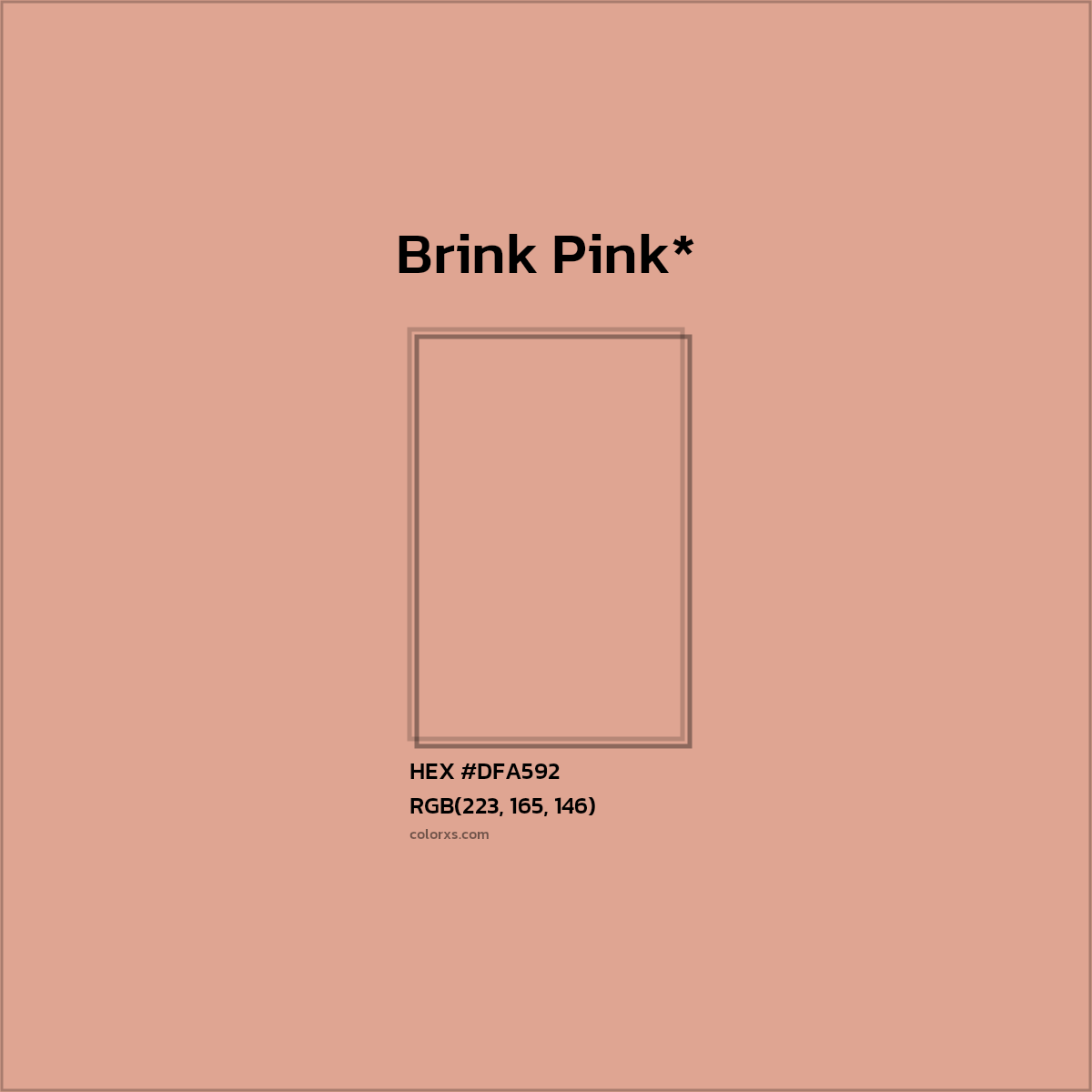 #DFA592 hex color. RGB, RYB, CMYK, HSL, HSV codes and color conversions. Matching color names, palettes, paints.