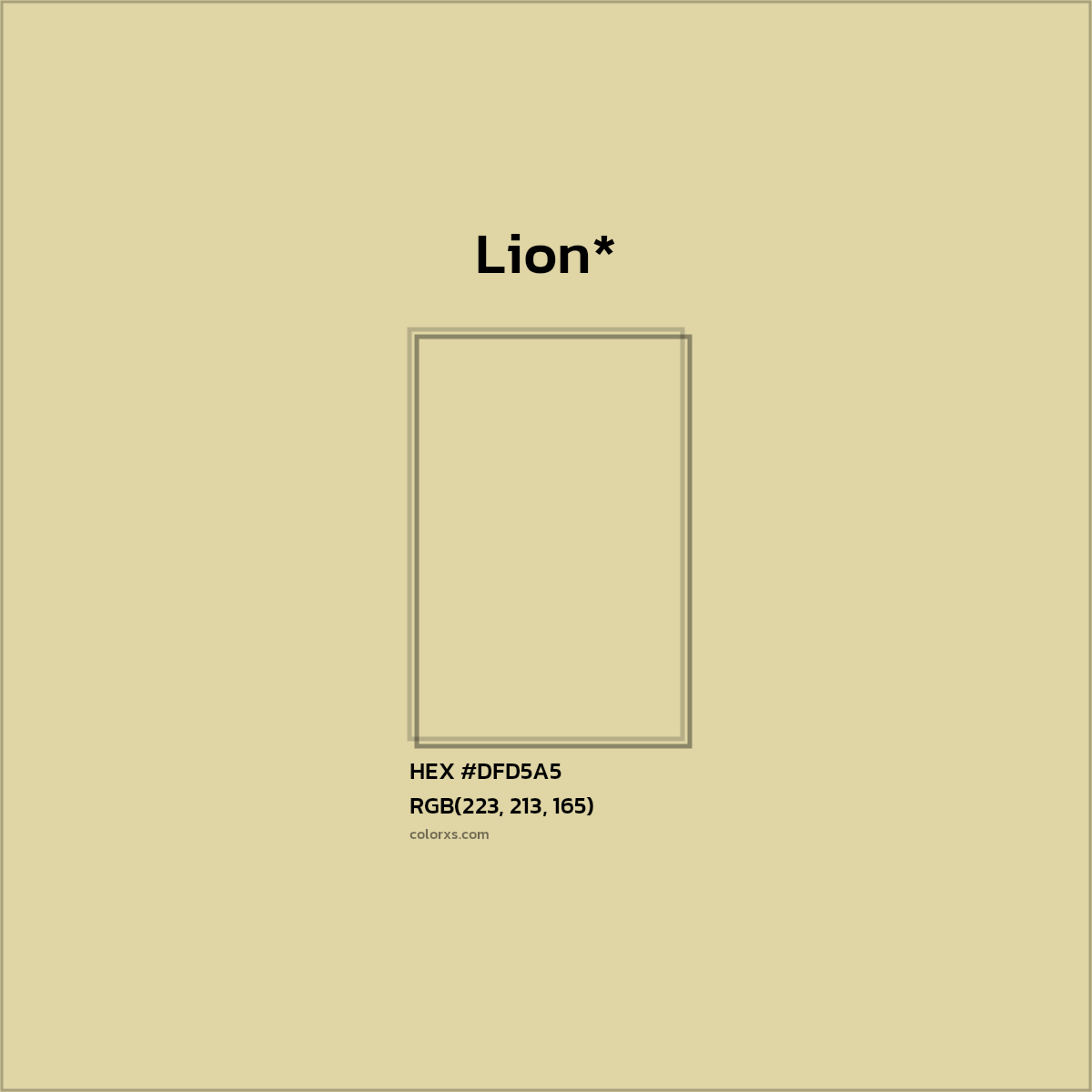 #DFD5A5 hex color. RGB, RYB, CMYK, HSL, HSV codes and color conversions. Matching color names, palettes, paints.