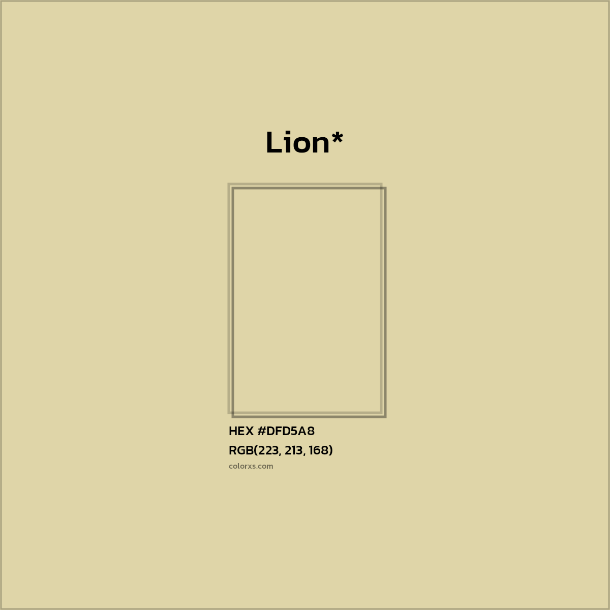 #DFD5A8 hex color. RGB, RYB, CMYK, HSL, HSV codes and color conversions. Matching color names, palettes, paints.
