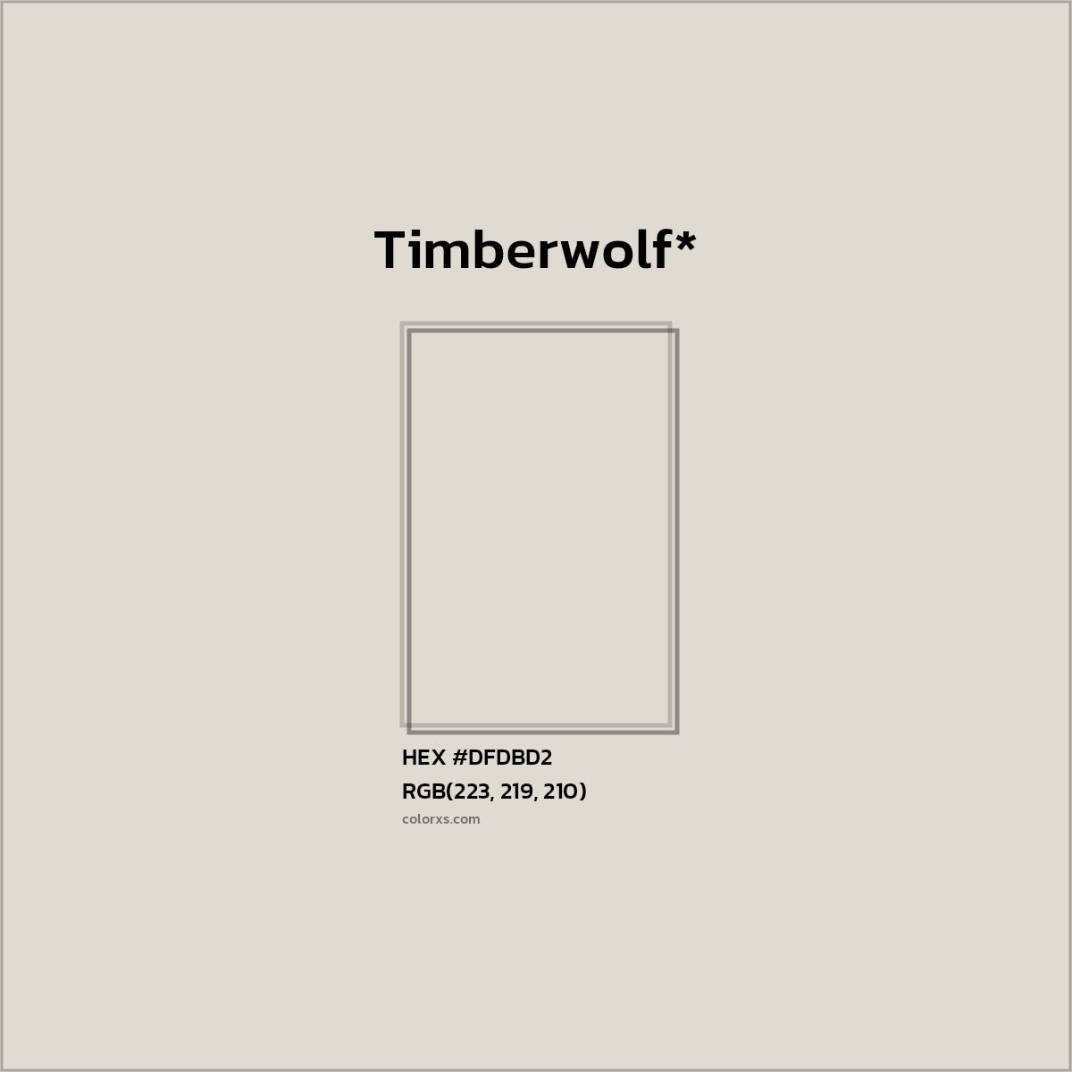 #DFDBD2 hex color. RGB, RYB, CMYK, HSL, HSV codes and color conversions. Matching color names, palettes, paints.