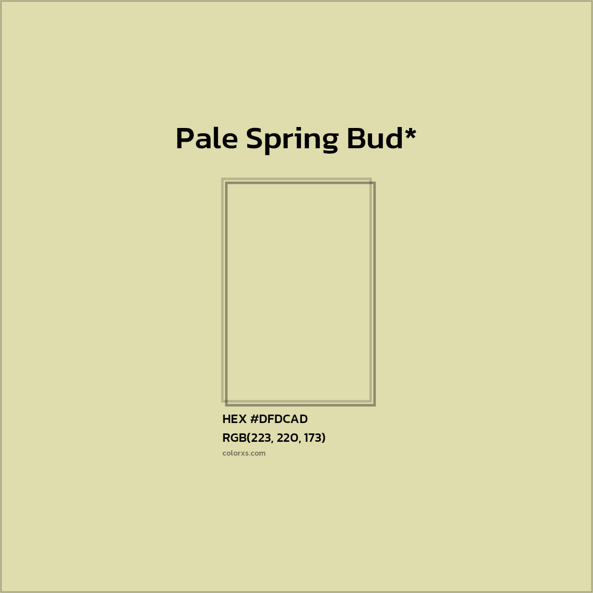 #DFDCAD hex color. RGB, RYB, CMYK, HSL, HSV codes and color conversions. Matching color names, palettes, paints.